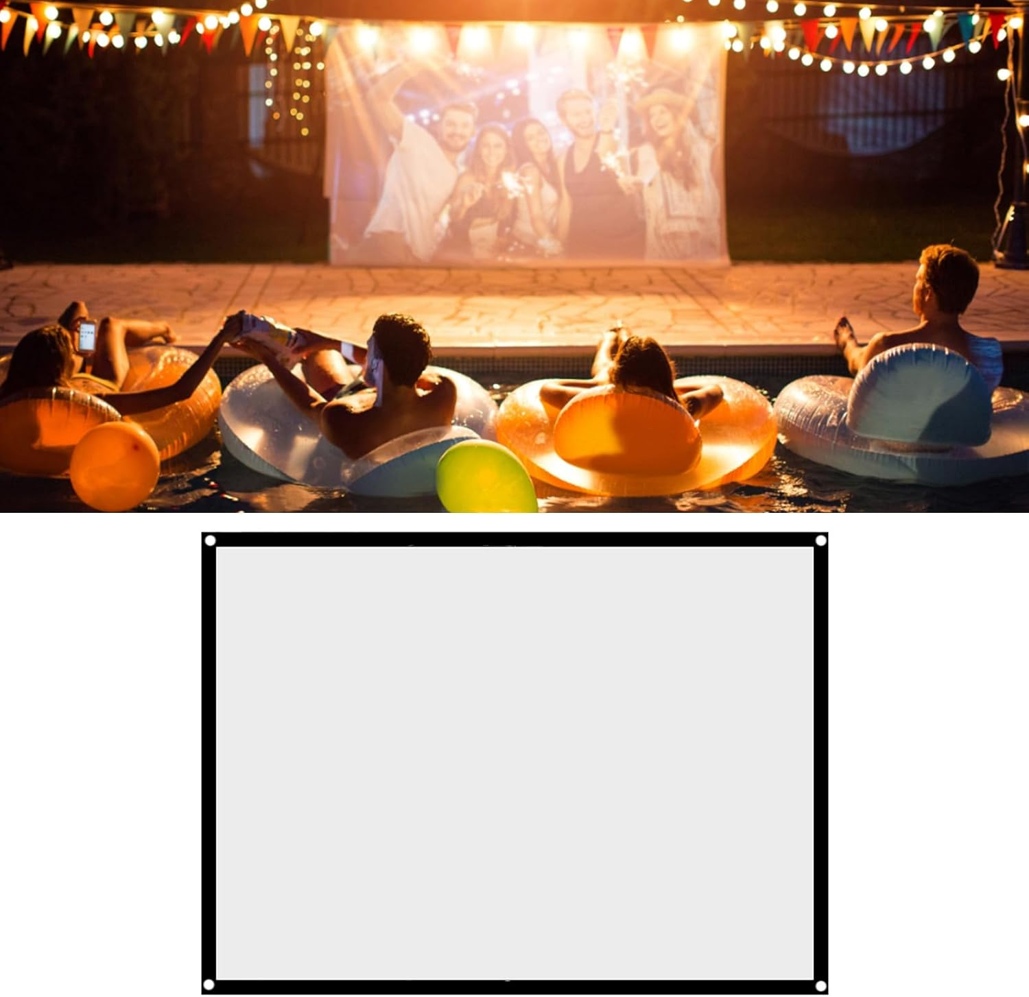 CHICIRIS Portable Projector Screen, 4: 3 Portable Screen Suitable for Outdoor Cinema, Translucent Screen [Slope Holes] (72 Inches) image number 5