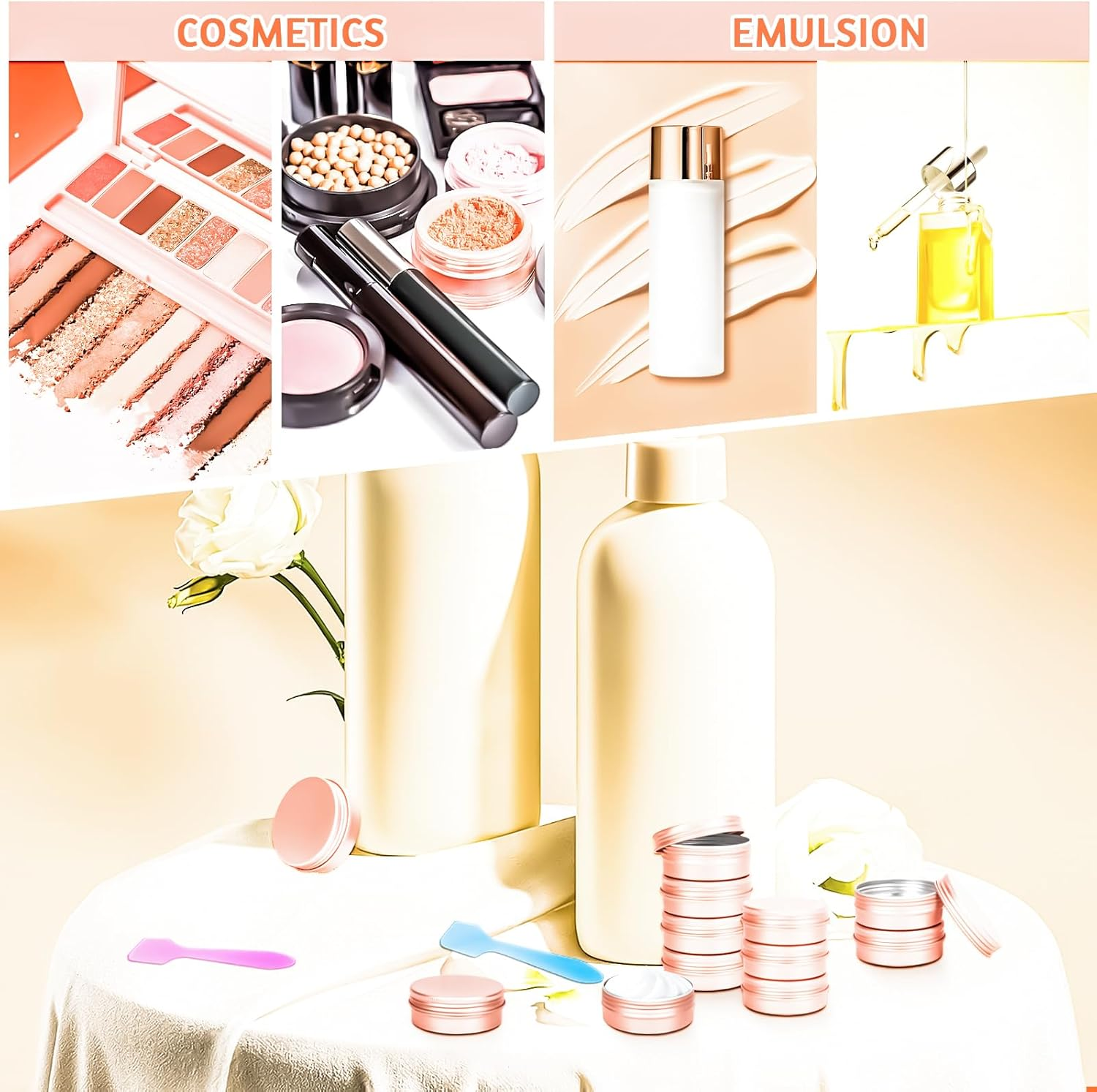 Motbach 12 Pack 0.5Oz Tin Jars, 15Ml Rose Gold Metal Tin Cans, 1/2Ounce Aluminum Tin Can Jar Containers with Lid for Lotion Bars, Balms, Spices, Salve, Beard Balm, Toiletries, Creams, Makeup Cosmetic - Rose Gold 12Pcs image number 4