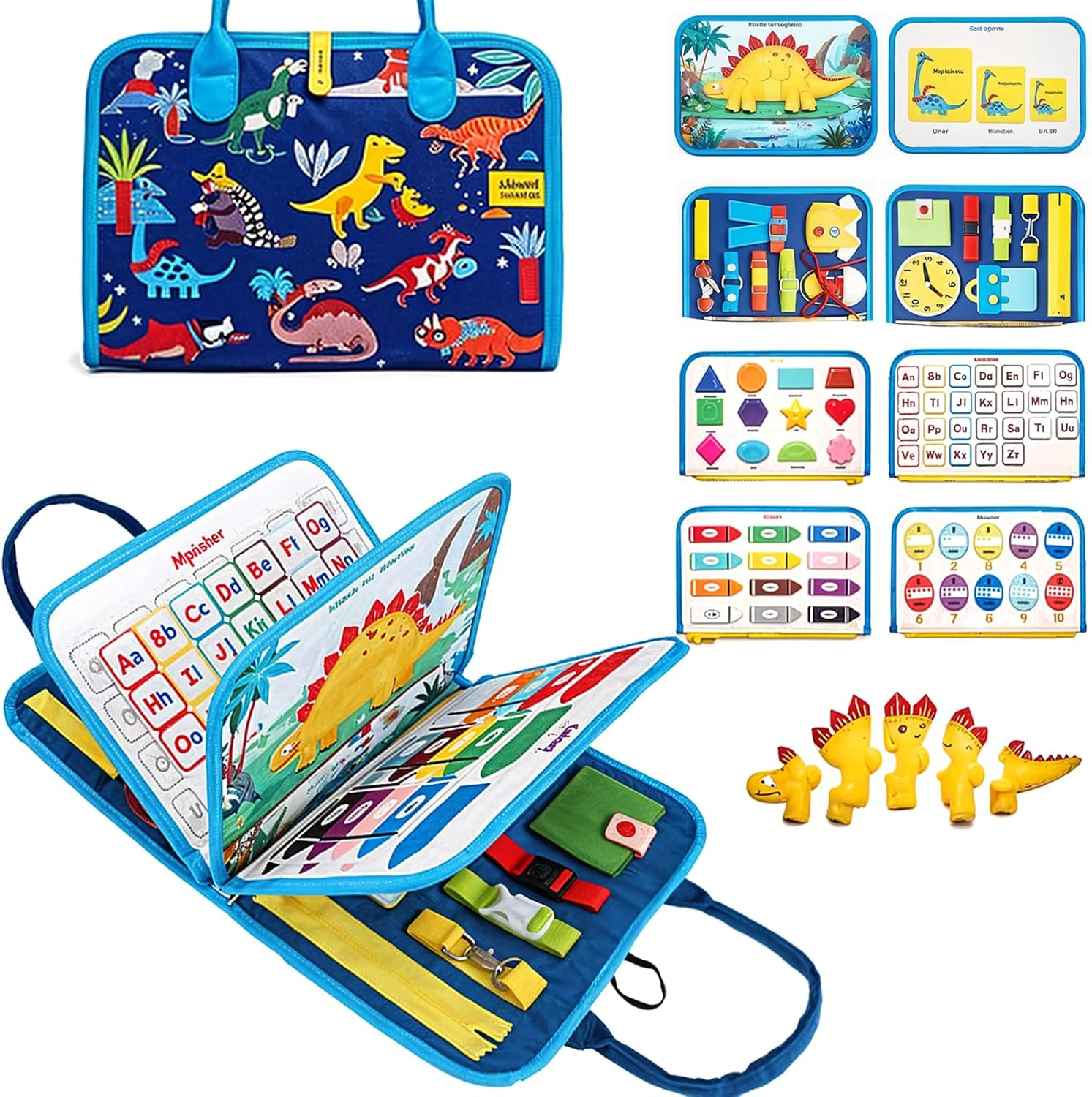 Beafaoo Busy Board Montessori Toy from 1 2 3 Years, Felt Animals Dinosaur Quiet Book, Sensory Busy Book, for Early Childhood Education, Child Education image number 5