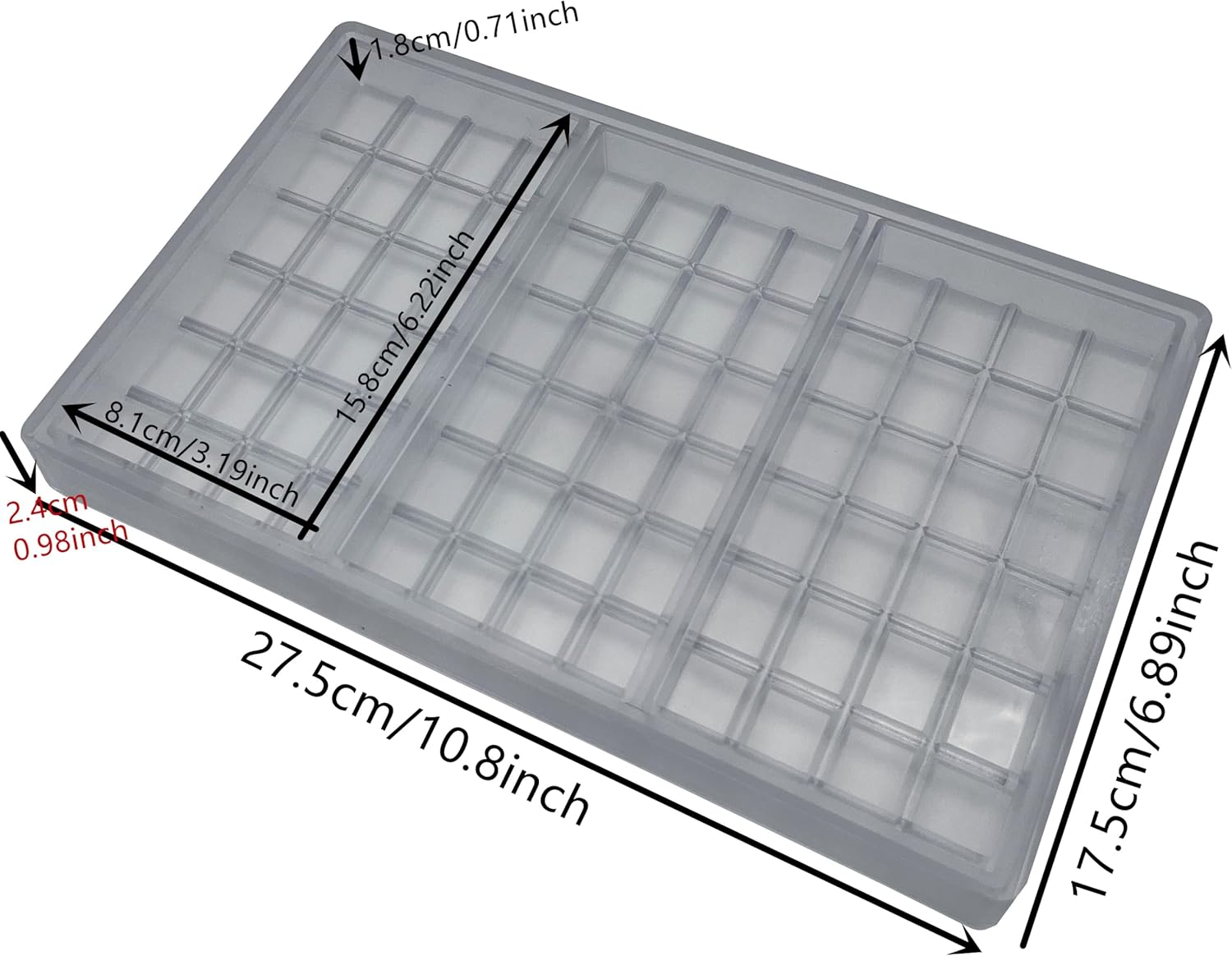 Goldbaking Polycarbonate Deep Chocolate Bar Mold - 3 Pieces, 6.22 * 3.19 * 0.71Inch, Clear, Rectangular Prism, BPA Free image number 3