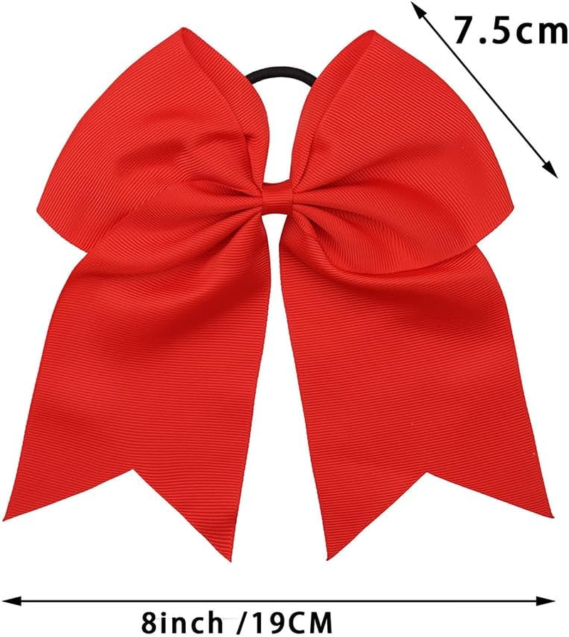 JIHUOO - Pink Hair Bows, 8 Inch Long, 4 Pieces - Hair Accessories for Women and Girls - Cheerleader Bows, Jumbo Hair Bows, Ponytail Holder, Hair Bands image number 4