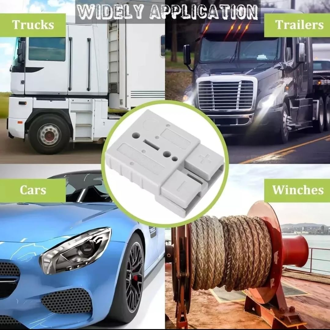 2 PCS or 4 PCS Sets 120A Anderson Plug Connectors with Dustproof Covers and Copper Terminals &ndash; Heavy Duty 12V/24V DC Power Connectors for Solar, Winch, Caravan, Trailer & 4WD (2 with Cover) image number 4