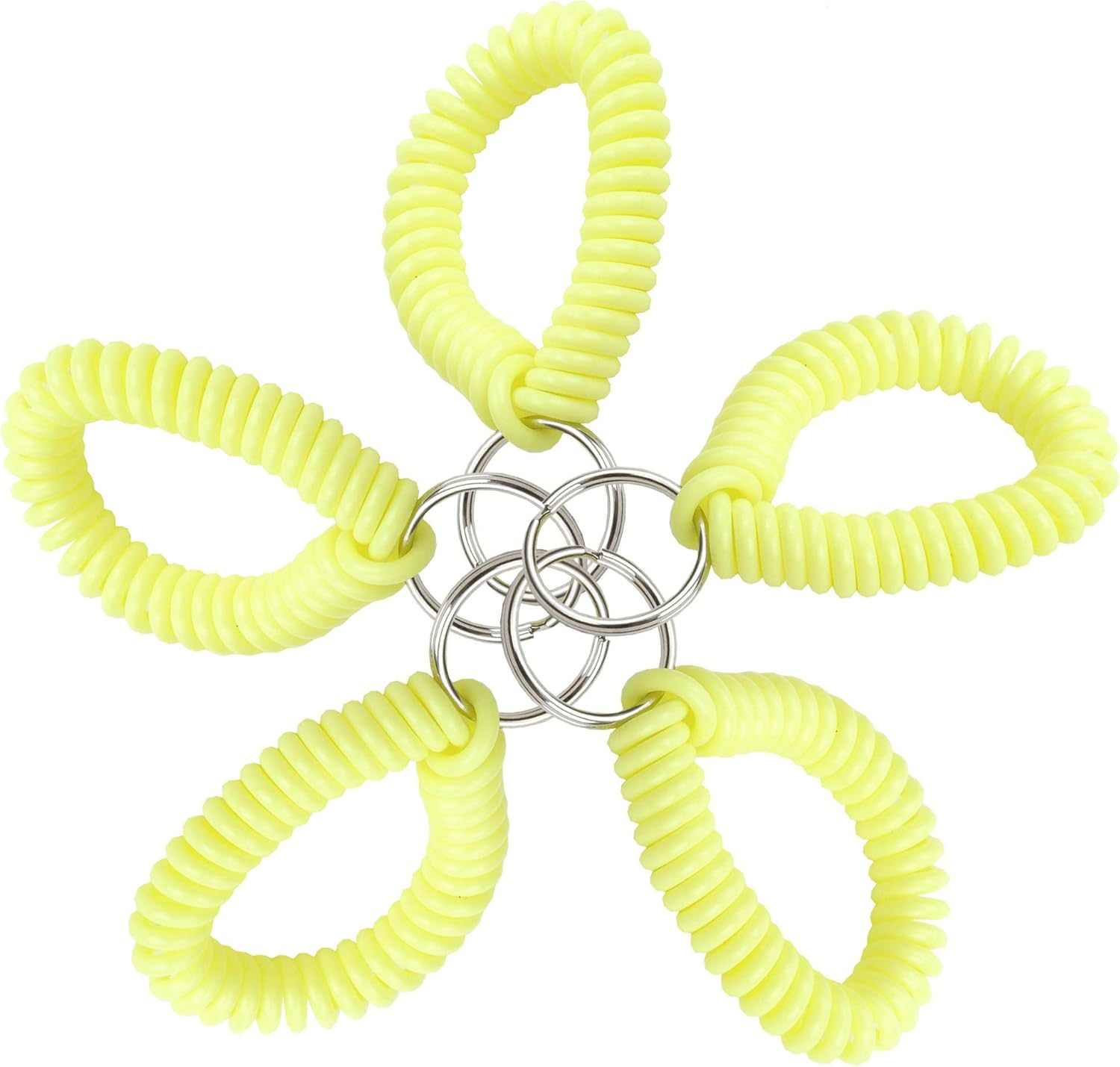 Lucky Line 2&rdquo; Spiral Wrist Coil with Steel Key Ring, Flexible Wrist Band Key Chain Bracelet, Stretches to 12&rdquo;, Green, 5 Pack (4104005) image number 2