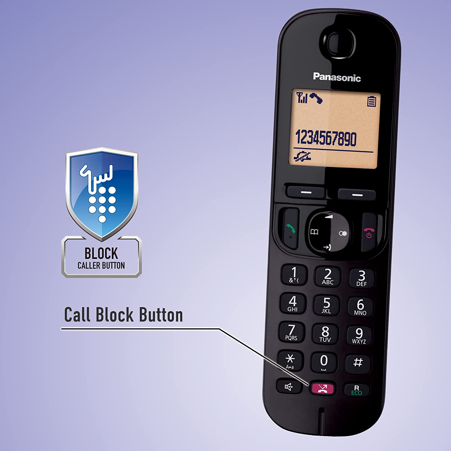 Panasonic KX-TGC263E Digital Cordless Phones: 18-Min Answering Machine, Dedicated Call Block Button, an Easy-To-Read Dot-Matrix Display and a Hands-Free Speakerphone image number 2