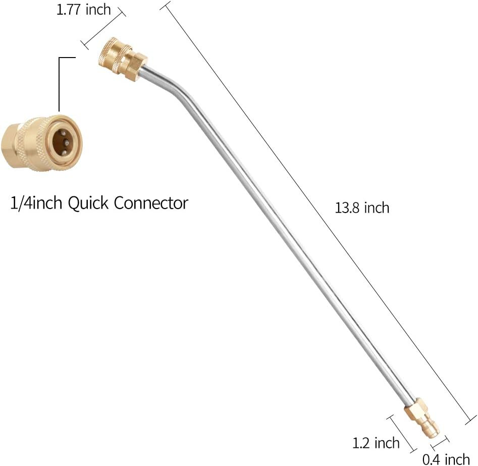 Sooprinse Washer Extension Gutter Cleaner Attachment Accessory,High Pressure Washer Gutter Rod for Lance/Wand 1/4 Inch Quick Connect,30 Degrees Curved Rod,14 Inch image number 6