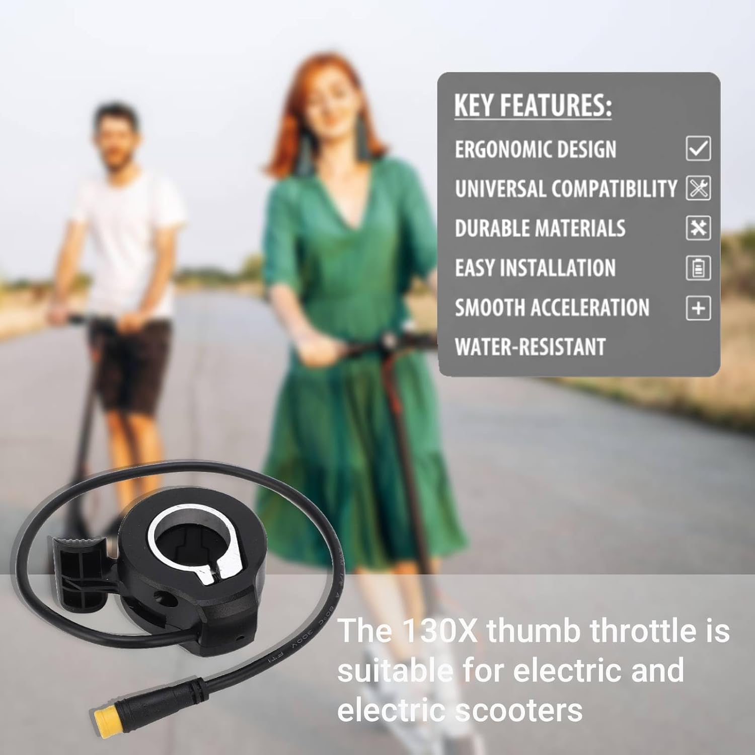 Ebike Scooter Thumb Throttle, Folding Electric Scooter Throttle, Ebike Thumb Throttle 3 Pin Male Plug, Waterproof Electric Scooter Throttle for Electric Scooter or E Bike Riding image number 6