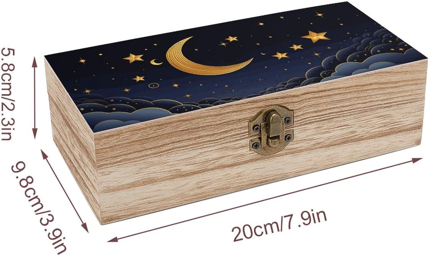 Stars and Moon Wooden Box Wood Wedding Keepsake Boxes with Lids Small Decorative Boxes Lightweight Wooden Memory Storage Box for Crafts Keepsakes Jewelry Photo Letter Storage image number 2