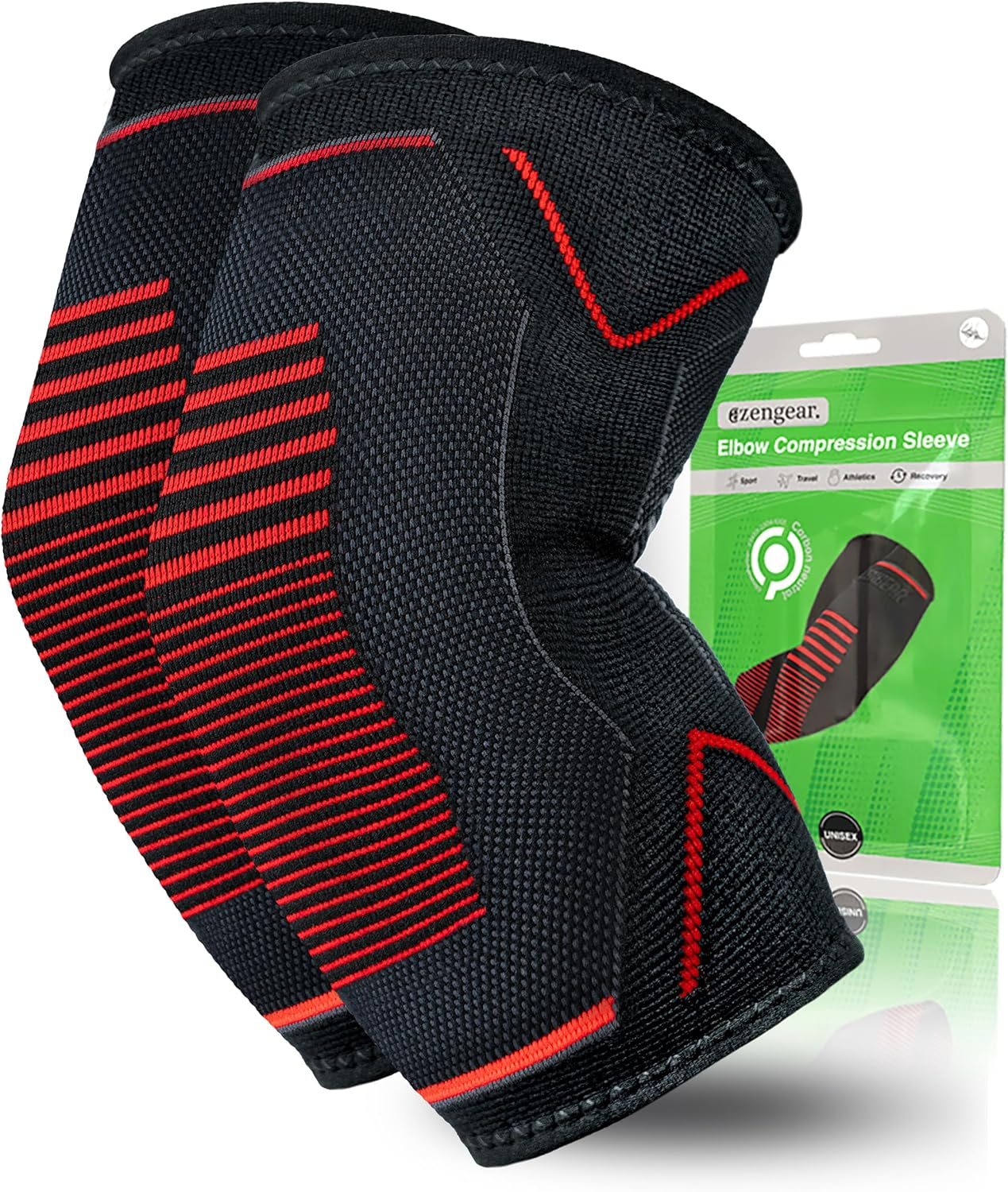 Azengear Elbow Support Brace Compression Sleeve (Pair) - Instant Joint Pain Relief for Tendonitis, Arthritis, Golf, Tennis Players, Workouts, Fitness, Weightlifting, Recovery