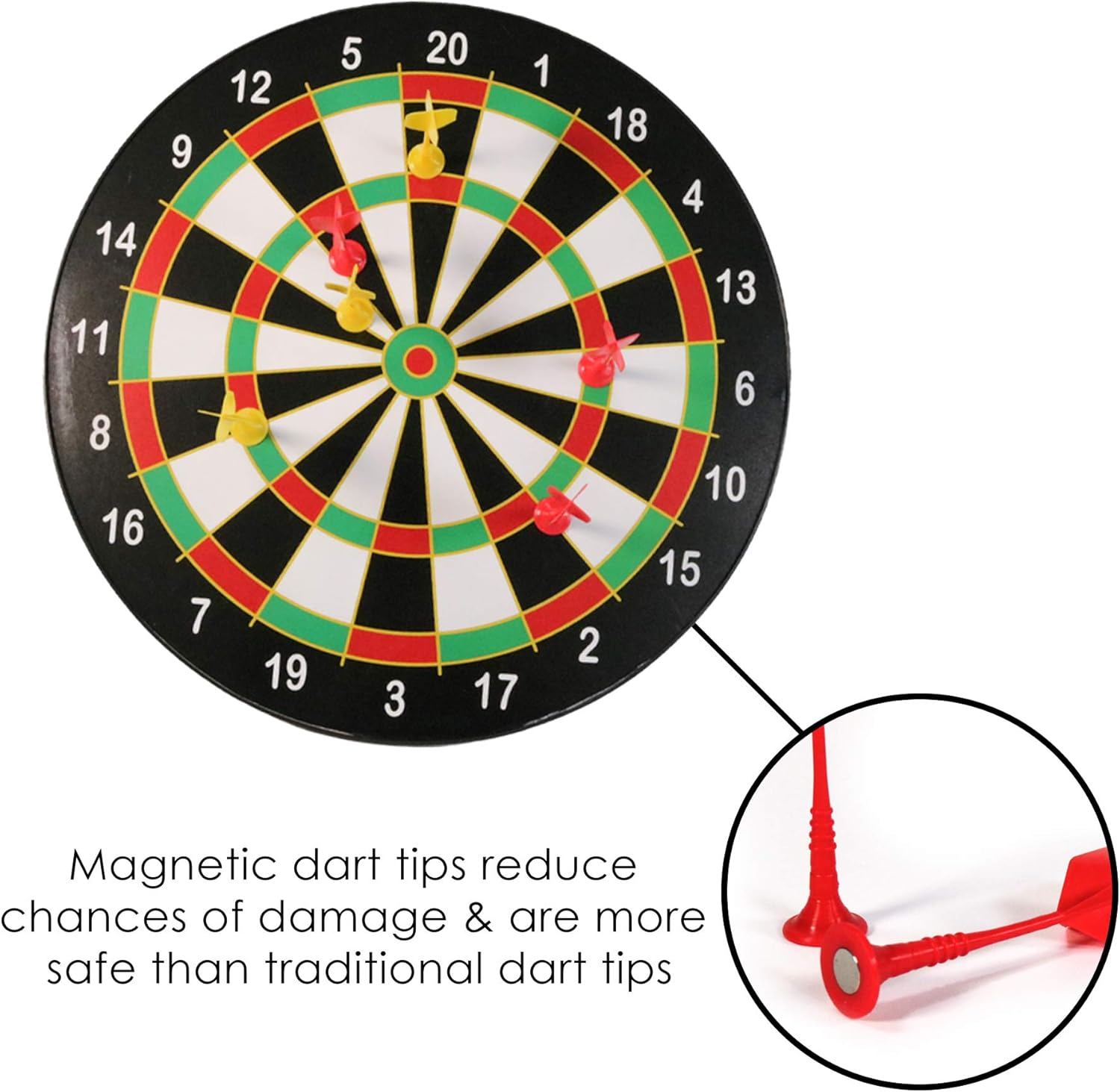 Doink It 16" Magnetic Dartboard with 6 Darts "M.Y" image number 1