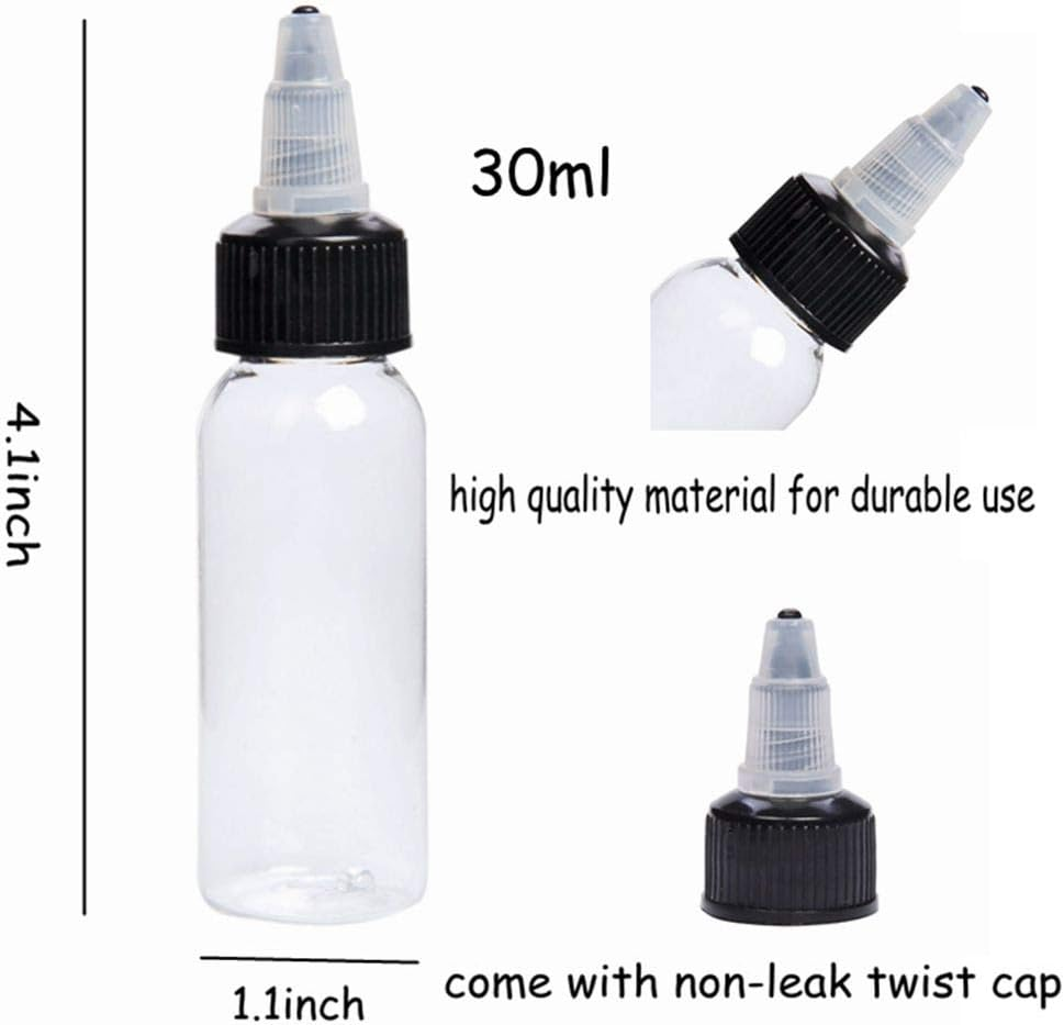 30Ml Empty Tattoo Ink Bottles,New Star 12Pcs/30Pcs 1Oz Tattoo Twist Cap Plastic Clear Transparent Tattoo Pigment Container Tattoo Accessories Twist Top Bottle 1Oz,30Ml Tattoo Squeeze Bottles 12Pcs image number 2