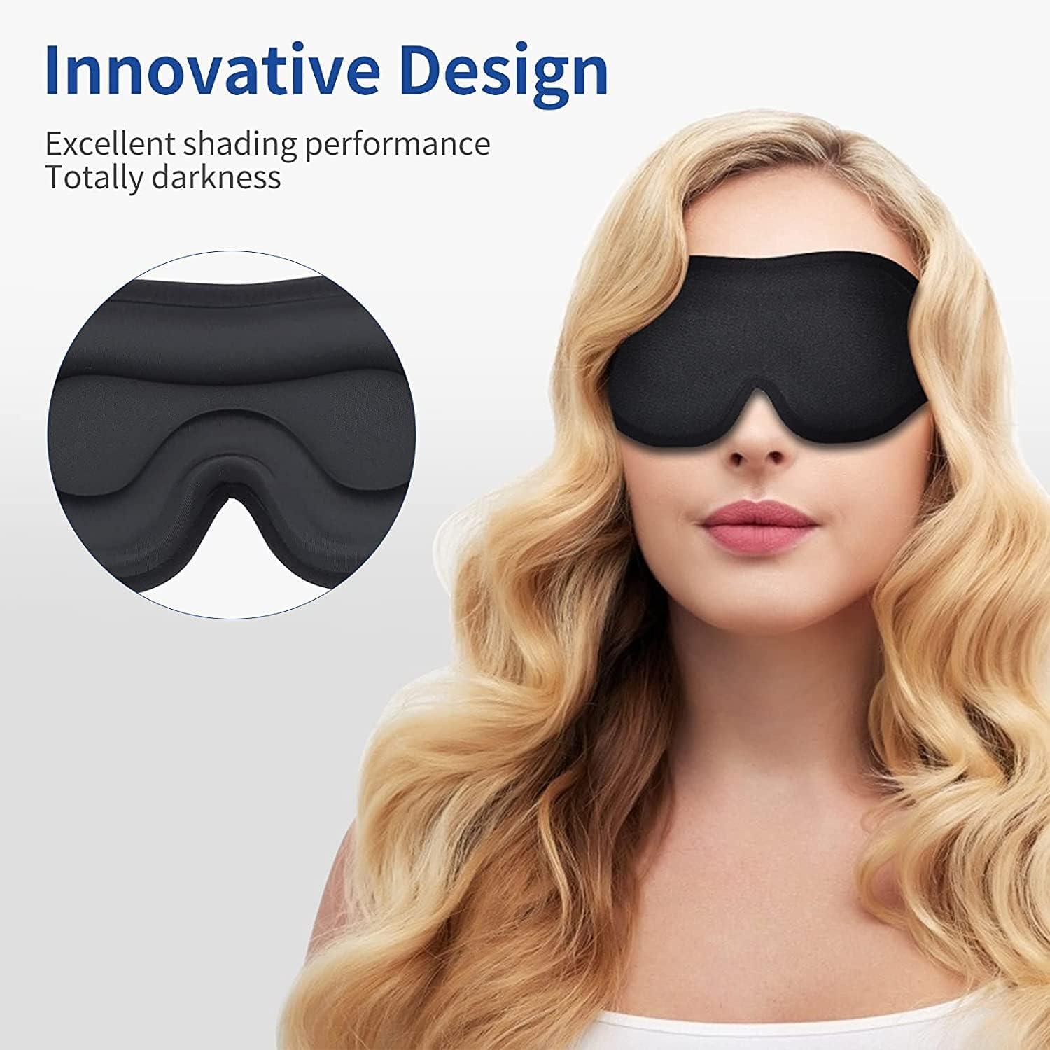 Ondaring Sleep Eye Mask for Men Women Soft Slow Rebound 3D Contoured Cup Night Blindfold with Adjustable Strap, Comfy Sleeping Eye Cover for Nap Travel Yoga image number 4