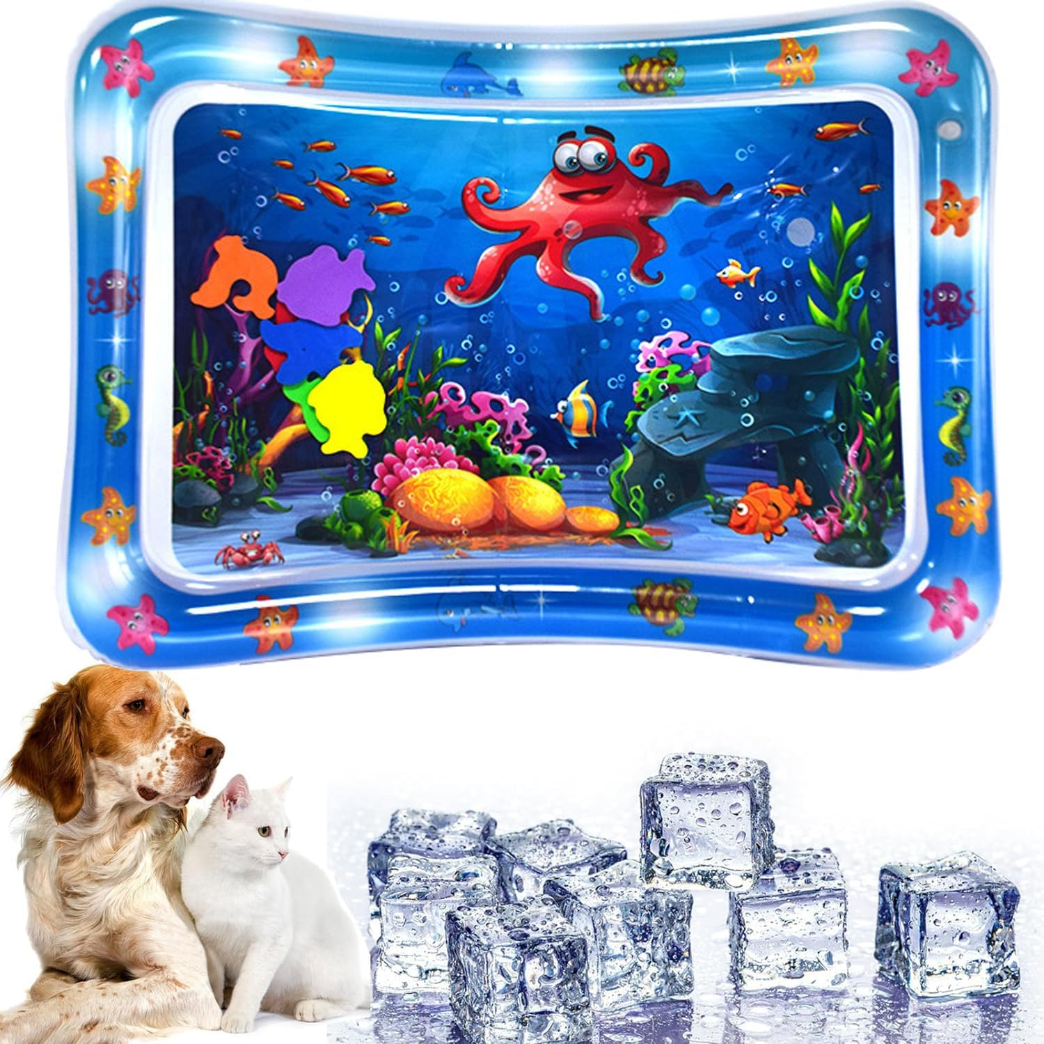 Sensor Water Play Mat, Sensor Water Playmat, Water Sensor Play Mat for Cats, Dogs, Water Mat, Sensory Toy, Summer Water Play Mat for Children, Interactive Cat Toy (A)