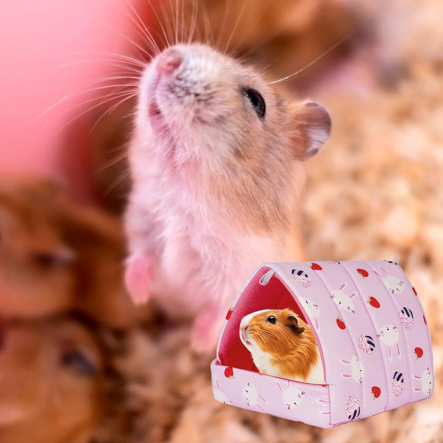 Pack of 2 Guinea Pig Bed Cuddly Cave Washable, Small Animal Winter House, Winter Cosy Small Animal Beds, Guinea Pig Bed, for Small Animals, Hamster, Rat, Rodent, Squirrel, 11 Cm X 9 Cm X 8 Cm image number 5