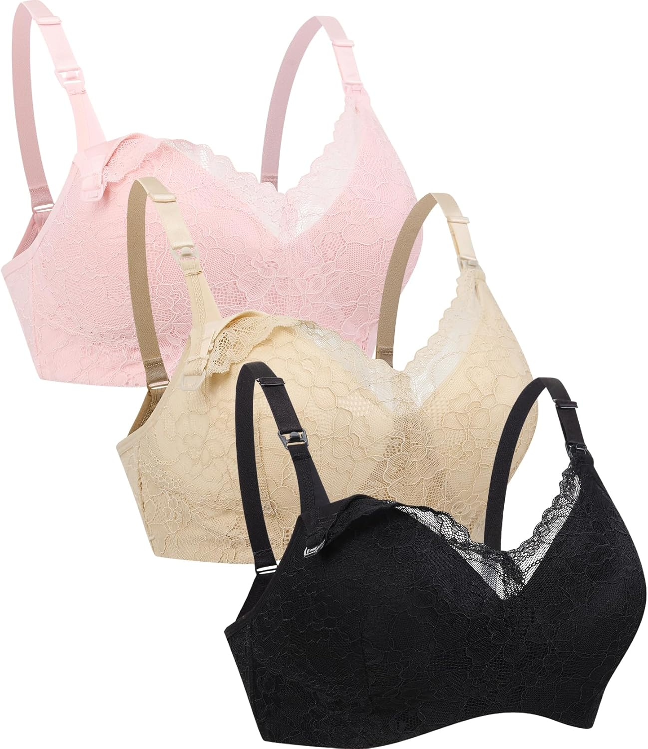 Suekaphin Lace Nursing Bra Wire-Free Fixed Cups for Maternity Breastfeeding Postpartum Women for Nursing Everyday Comfort