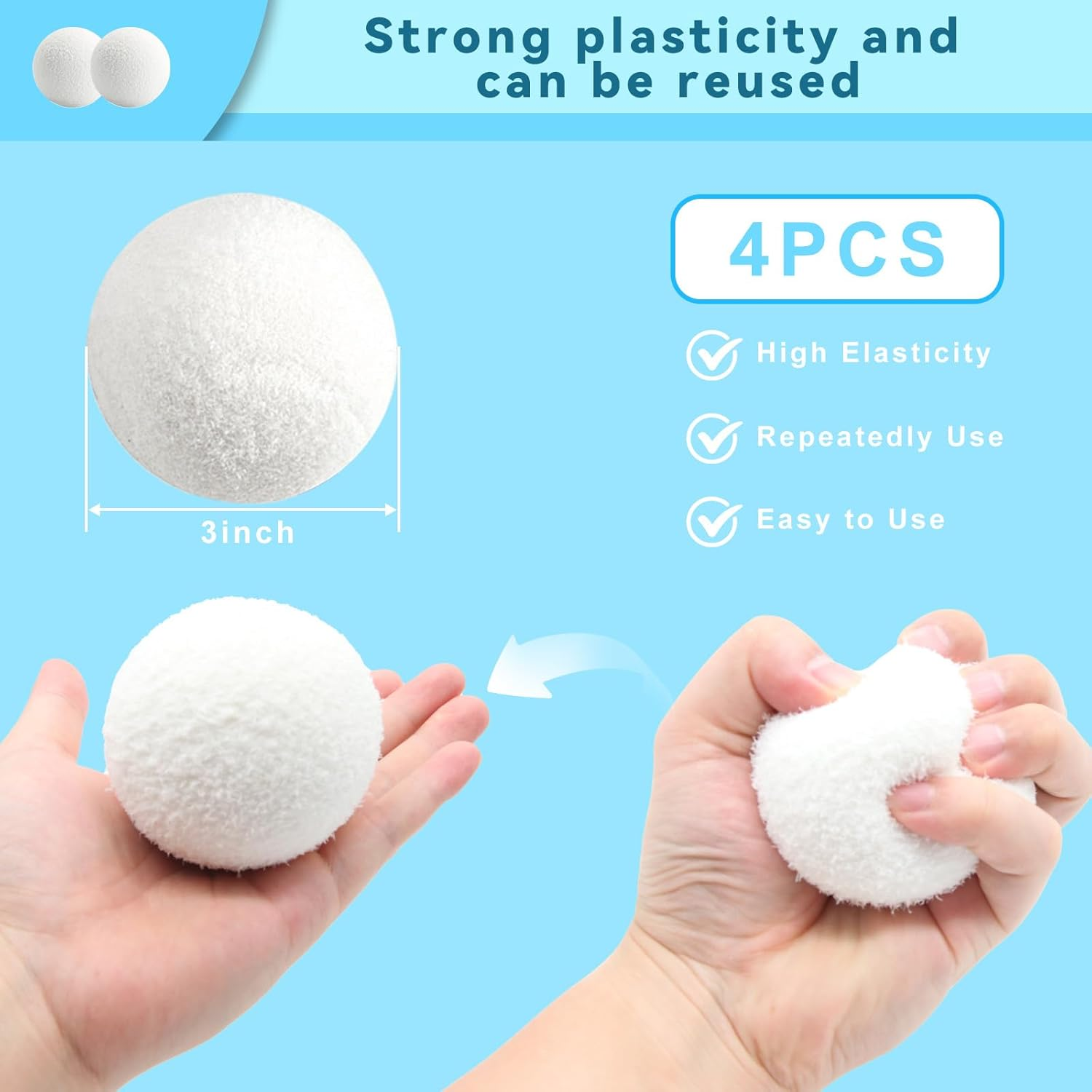 Absorber Balls of Scum for Spas Hot Tub, Reusable 3 Inch Hot Tub Absorber Ball of Scum, Washable Hot Tub Oil Spa Absorber Ball of Scum, Spa Sponge Balls for Scum Removal,White,4 Pack image number 1