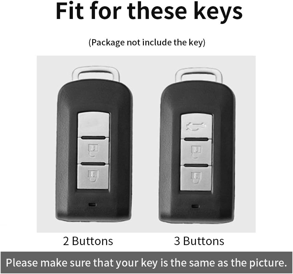 Ontto ABS Car Key Fob Cover Keyring for Mitsubishi ASX Outlander L200 Eclipse Lancer 10 Pajero Sport Accessories Remote Key Shell Plastic Silicone Key Case Key Holder Protector 2 Buttons Carbon Black image number 6