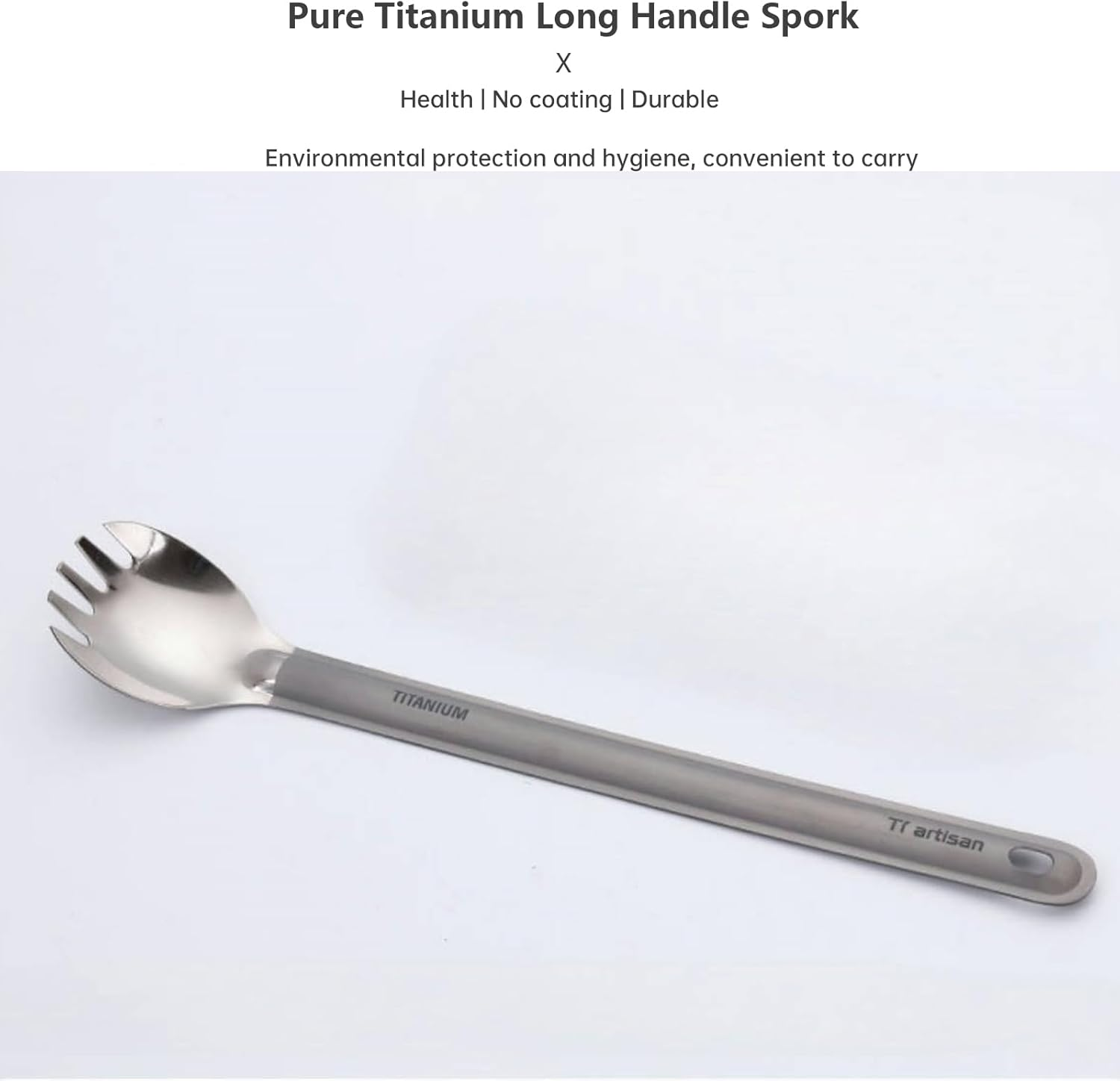 Titanium Spork, Long Handle 8.5 In, Ultralight 0.53 Oz, Compact for Camping and Hiking (Spork) image number 1