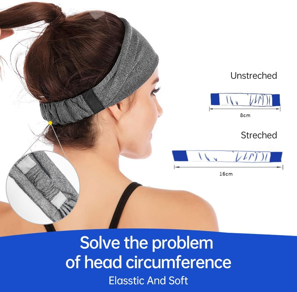 HIKOAN Music Headband Wireless Headband Sleep Headphones BT Headband Earphone Sweatband Sleeping Mask with BT5.0 and Built-In Microphone and Prompt Hi-Fi Stereo Suits for Side Sleep Sports Yoga image number 6