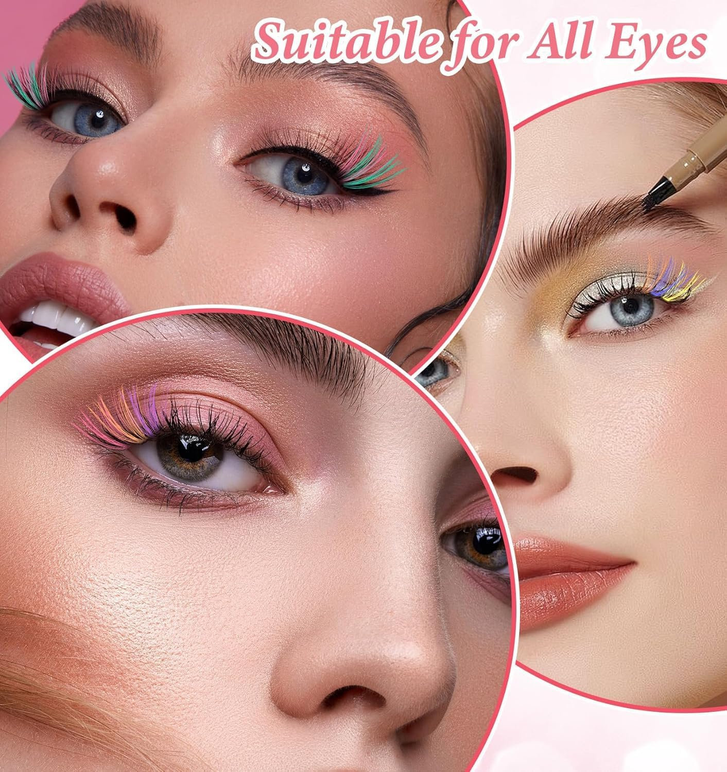 Colored Lash Clusters Kit, 600 Pcs Eyelashes Clusters Extensions,Individual Lashes D Curl Fluffy Wispy 1 Eyelashes Thin Band with Bond Seal Tweezers Brush DIY for Beginners(30+40+50D+Eyelash Book Kit 9-16Mm) image number 6