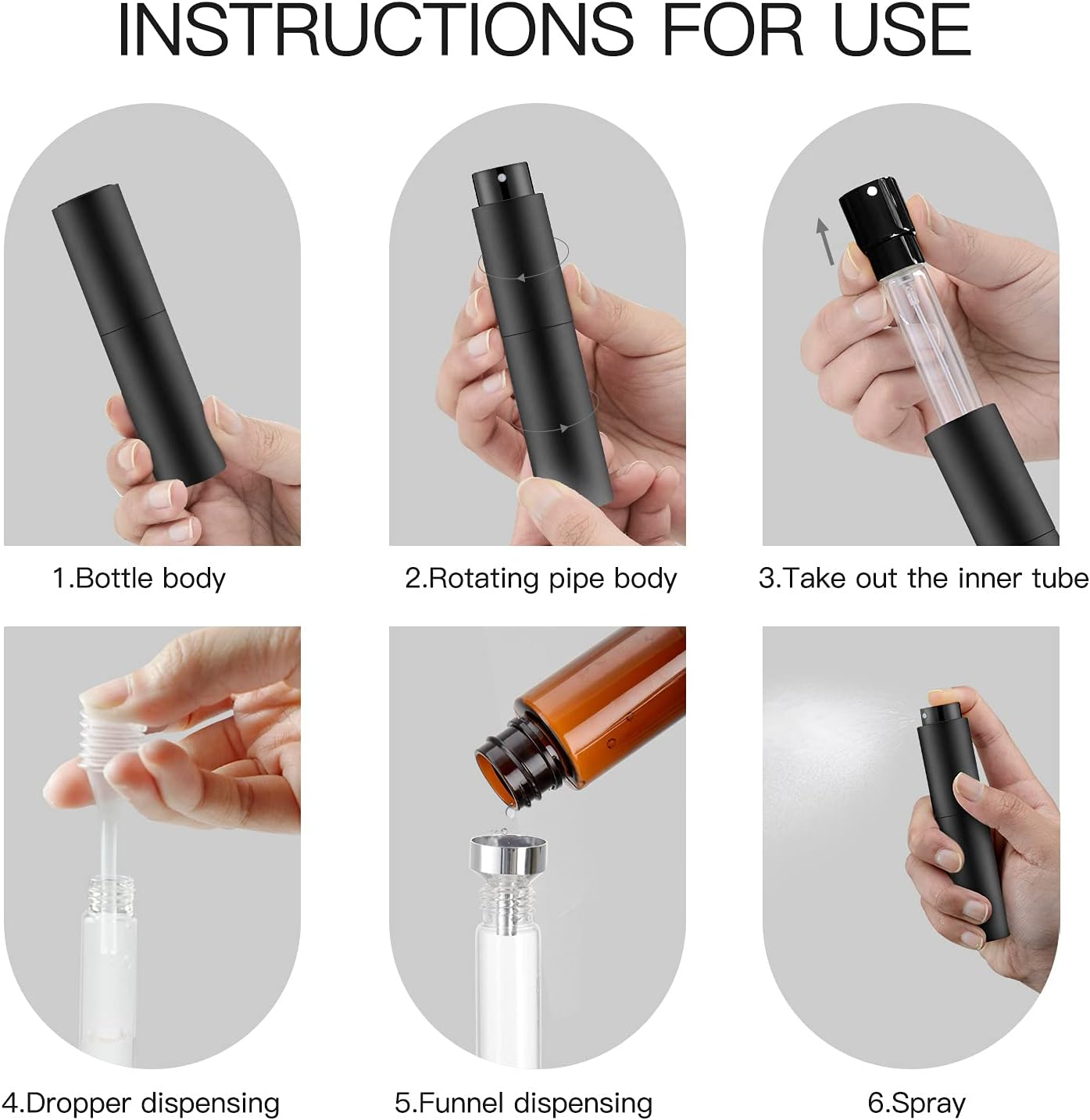 10Ml Travel Perfume Atomizer Refillable, Mini Cologne Spray Bottle Empty, Small Aftershave Sprayer for Dispenser (Black) image number 5