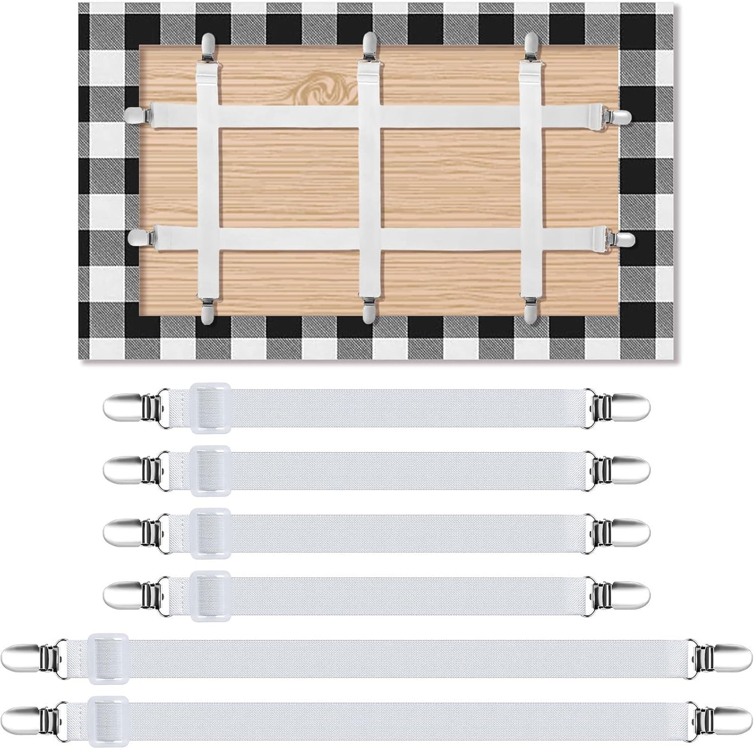 Table Cloth Holder Clips Hidden Strap 6 Pack, Adjustable Elasticity Picnic Tablecloth Clip Indoor Outdoor Large Clamp for Thick Tables Bench Cover Party Restaurant Camping RV Essential Accessories image number 6