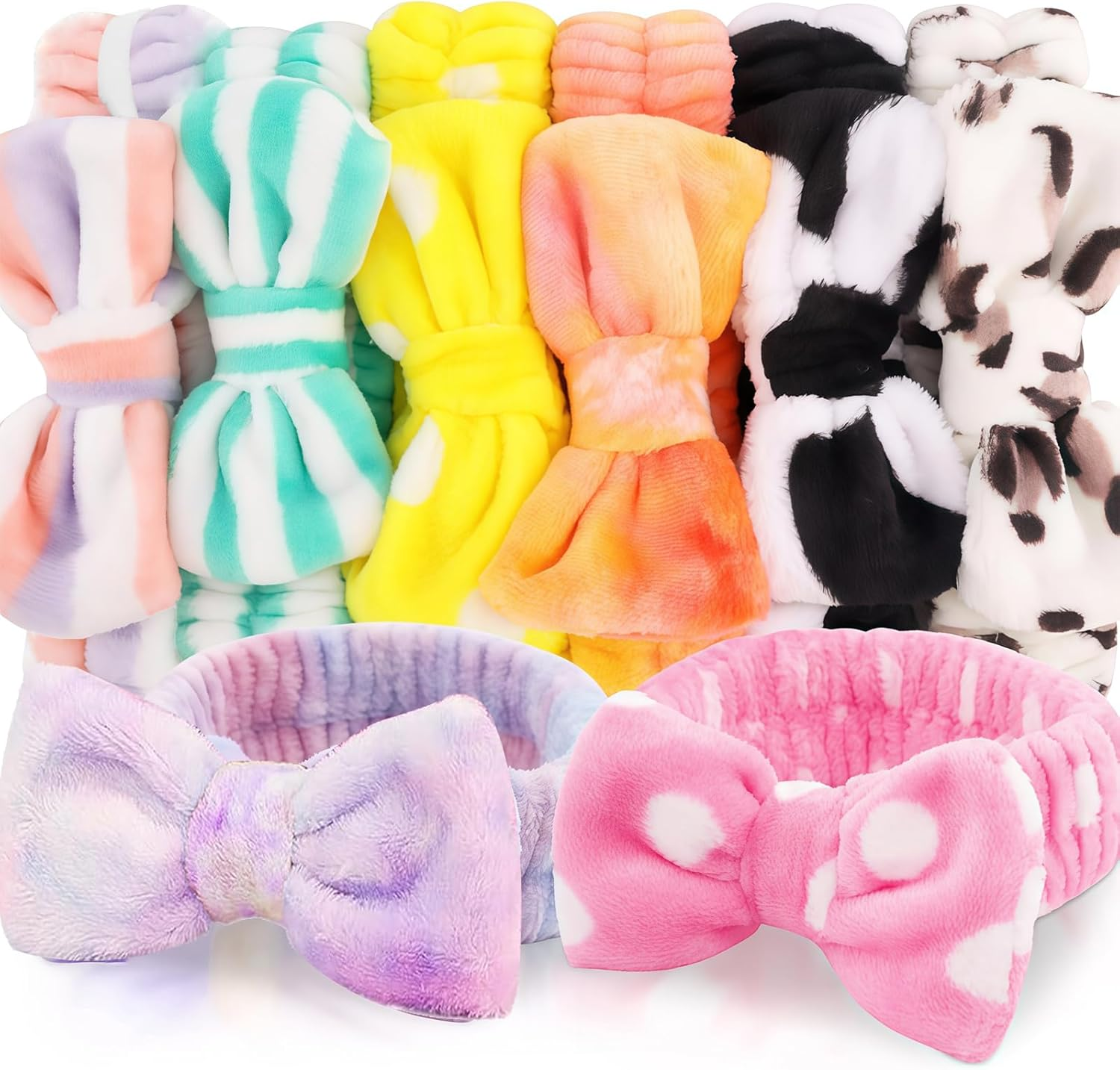 8 Pcs Spa Headband for Women Teen Girls, Skincare Headband for Face Wash, Makeup Headband for Christmas Gifts, Bulk Party Favours for Kids Adults (Vibrant Styles) image number 3