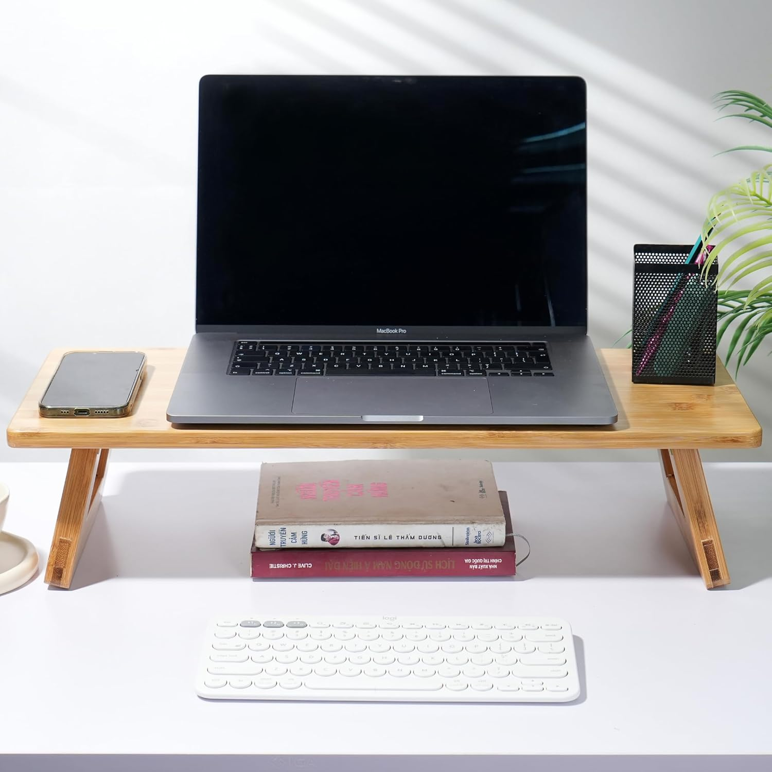 Monitor Stand, Monitor Riser with Storage for Computer Desk, Desktop Organizer Stand for Computer, Laptop, Printer, Bamboo (Medium 60 Cm) image number 4