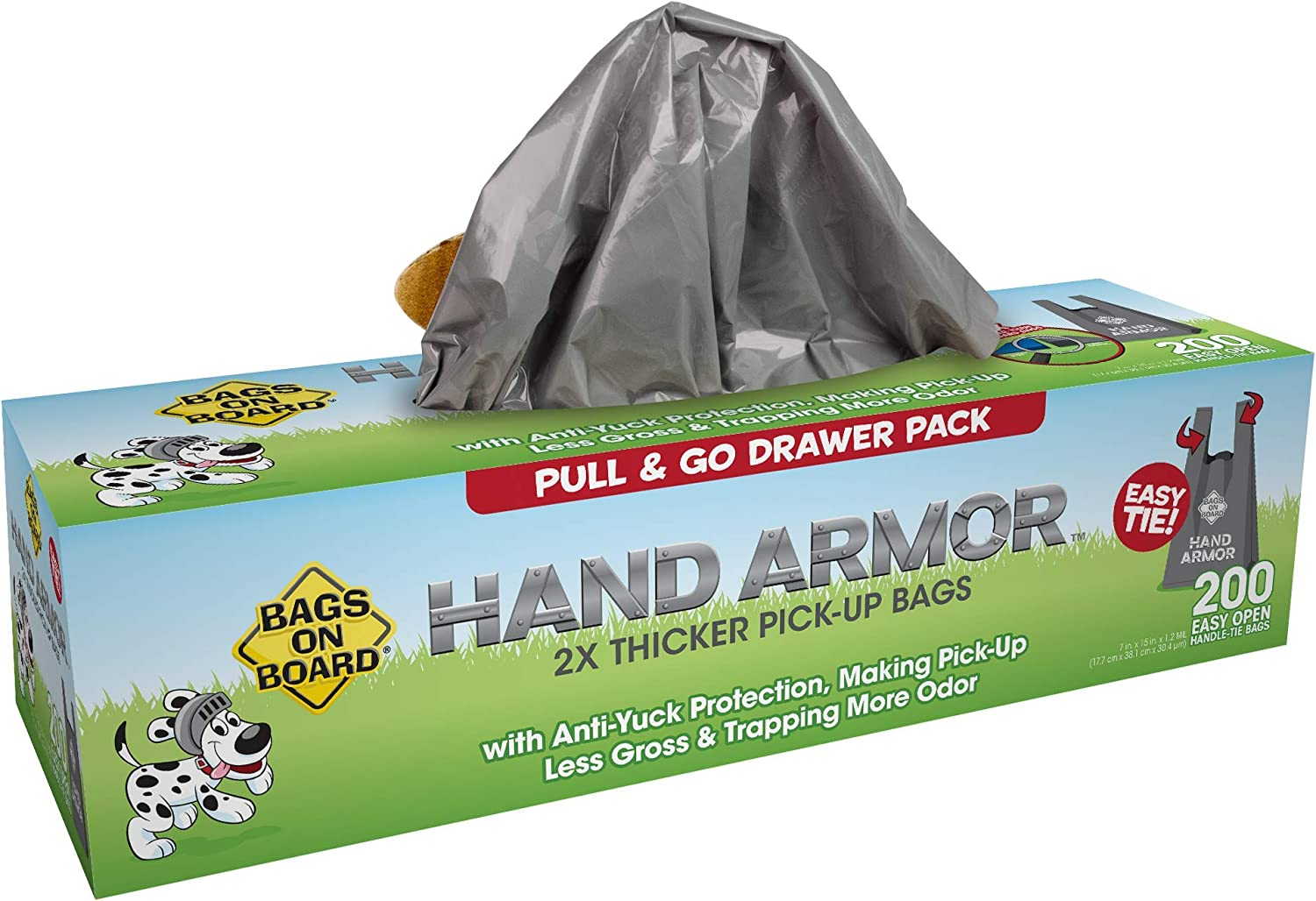 Bags on Board Dog Poop Bags | Extra Thick Waste Pickup Bags with Easy Tie Handles | Easy Dispensing Drawer Pack | 200 Count
