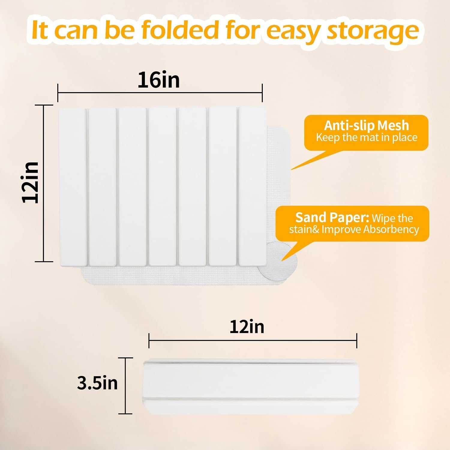 Stone Dish Drying Mat for Kitchen Counter, 40&times;30Cm Quick Dry Absorbent Diatomaceous Earth Non-Slip Stone Mat with Coaster for Dishes Bottles Cups, Bathroom (Small 40*30Cm) image number 1