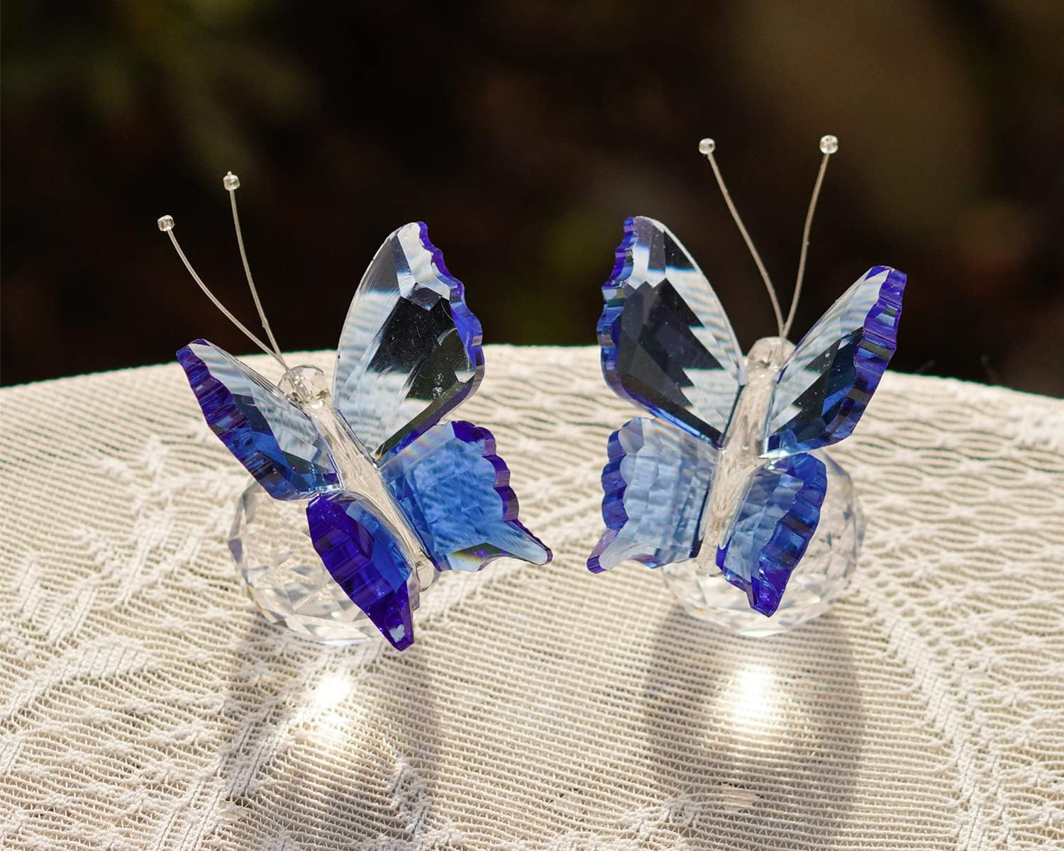 Kanpura Crystal Butterfly Figurines,Crystals Blue Butterflies Collectibles,Glass Animal Figurines for Home Wedding Decoration,Collection Gifts for Women (Pack of 2) - Blue image number 6