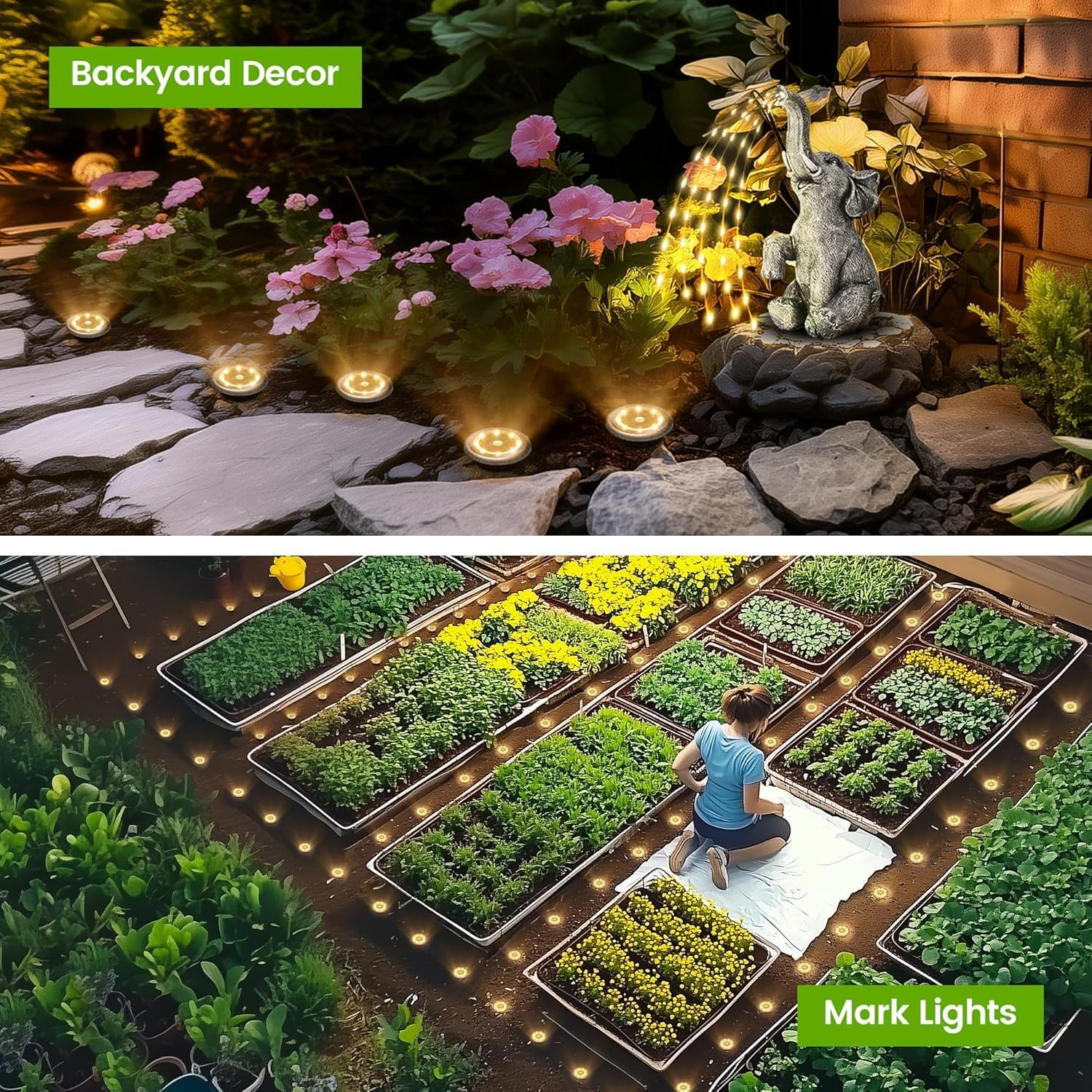 Solar Ground Lights, Waterproof Garden Lights Outdoor 12 Pack, Upgraded Solar Garden Lights, In-Ground Lights LED Landscape Lighting for Pathway Patio Walkway Yard Lawn Deck, Warm White image number 5