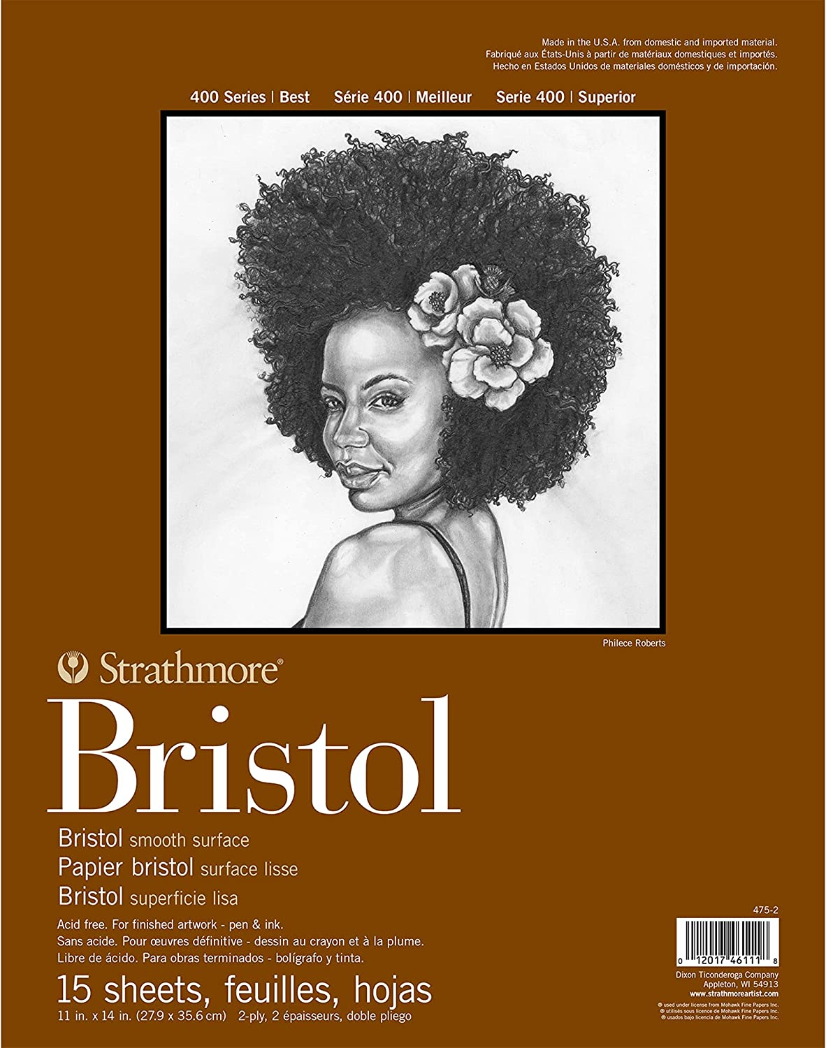 Strathmore 400 Series Bristol, 2-Ply Smooth, 11"X14" Tape Bound, 15 Sheets image number 2