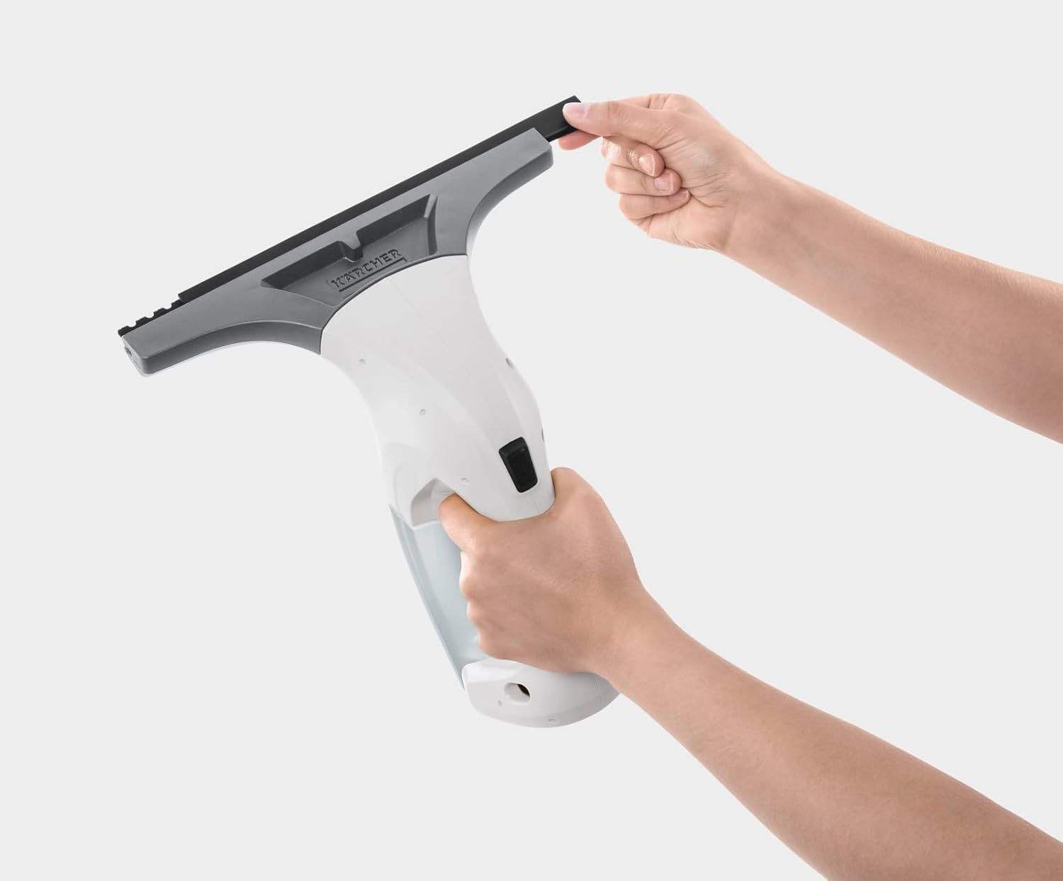 K&Auml;RCHER Cordless Window Vac WV 1, White with Spray Bottle/Microfibre Cloth, Run Time: 20 Min, 250Mm Nozzle, Weight: 0.5 Kg, Cleaning Area Approx 70M&sup2; image number 1