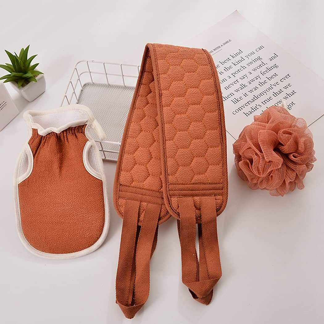 Lnrueg Mesh Bathroom Adults Elderly Handle Body Washer Dual-Sided Lengthen Soft Long Gentle Back Scrubber with Glove & Shower Ball image number 1