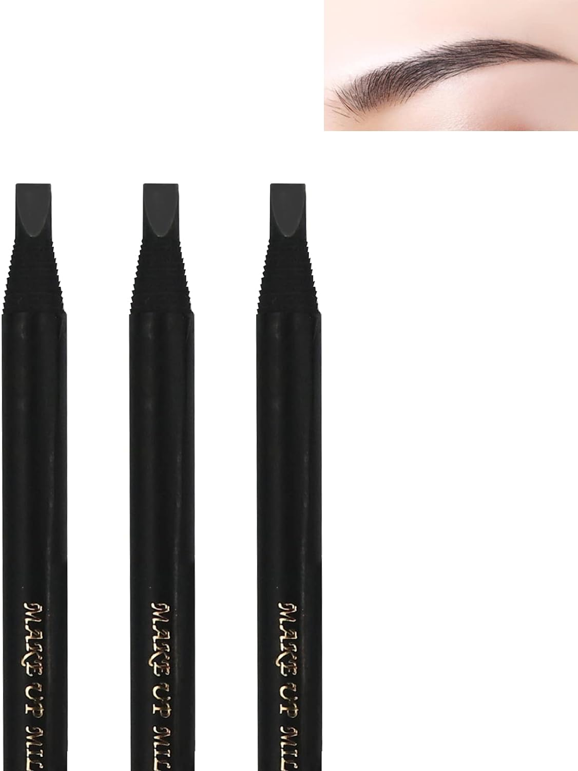 Pack of 6 Colourful Peel-Off Eyebrow Pencils with Brush Tattoo and Microblading for Marking Filling and Links Waterproof and Durable Permanent Makeup (Black-Black)