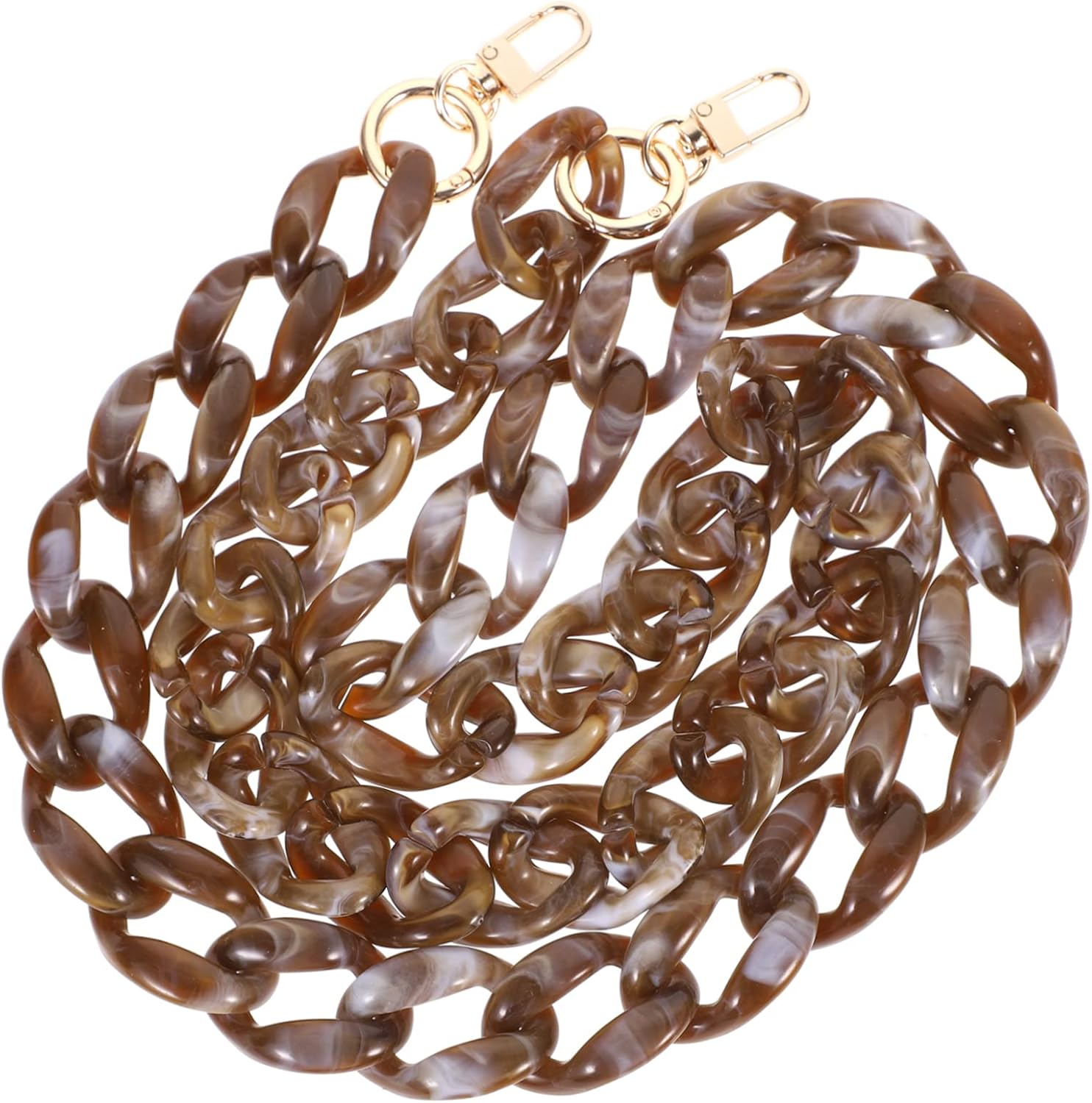 TEHAUX Detachable Handbag Chain Strap 120Cm Coffee Acrylic Fishbone Link Bag Chain Replacement for Shoulder Bags DIY Purse Accessory