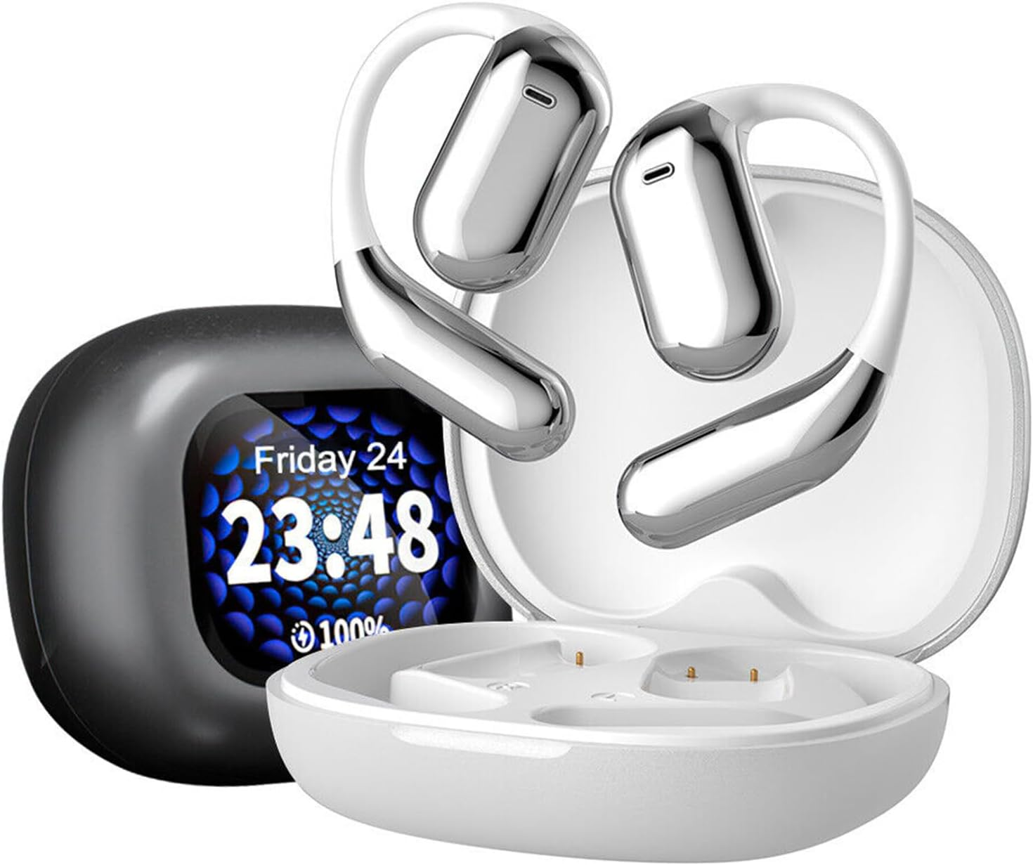 Over the Ear Earbuds Xp2 Earbuds,True Wireless Open Ear Bluetooth 5.4 Intelligent Screen Display Q16 PRO Black (Black)