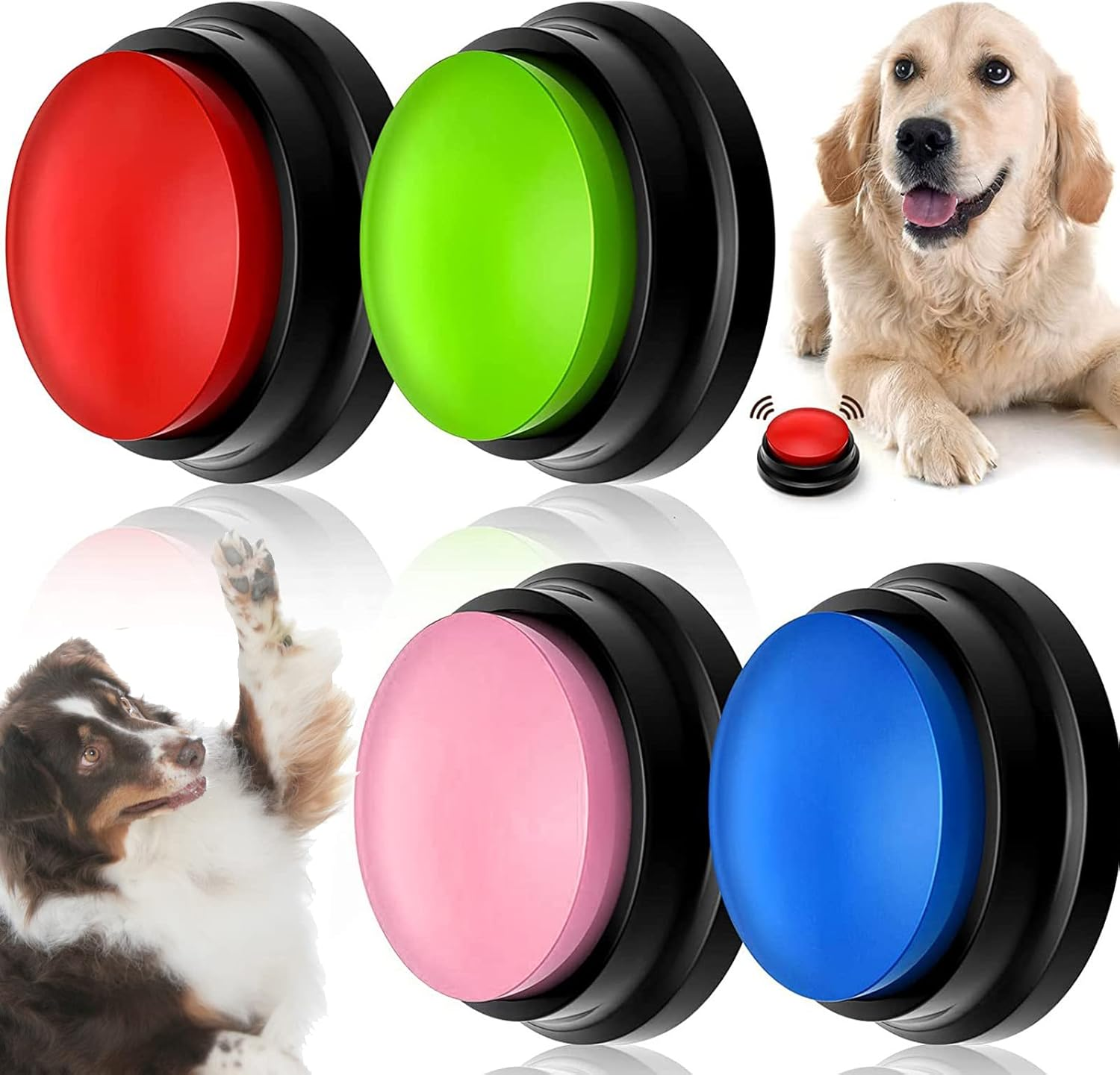 TNSLAND Dog Buzzers with Recording Function, Pack of 4, Dog Training Bell, Pet Interaction Toy, Small Breeds image number 6