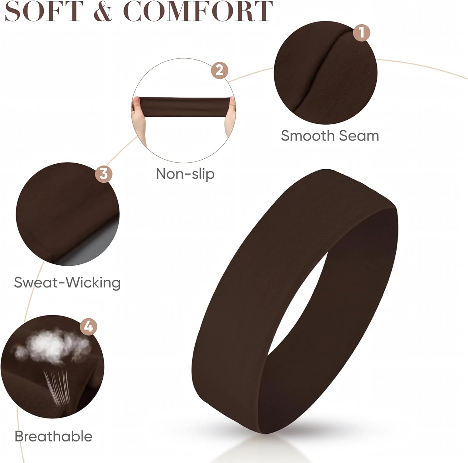 8 PCS Sports Elastic Hairband,Soft Cotton Elastic Hair Band That Non Slip Headband Doesn'T Tighten the Head,Fashionable Anti-Slip Hair Band,Suitable for Running,Outdoor Sports,Makeup,Yoga,Workout - A image number 7