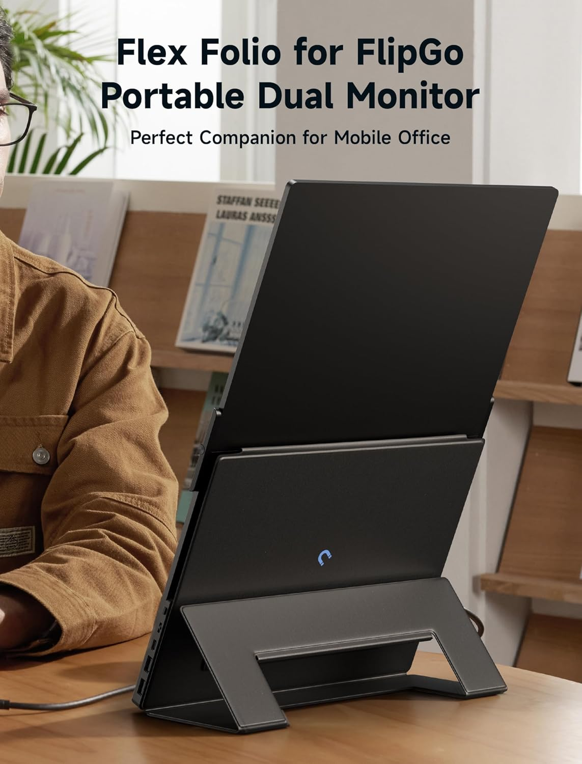 Magnetic Leather Stand for JSAUX Flipgo Pro&Touch 16" Portable Monitor, Compact and Foldable, Perfect Travel Companion for Flipgo 16". (Only Compatible with 16" Flipgo) image number 4