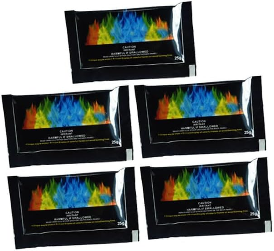 5Pcs 130G Color Changing Powder for Campfires, Bonfires, Colorful Packets with Vibrant Rainbow Colors for Indoor & Outdoor Fireplaces image number 2