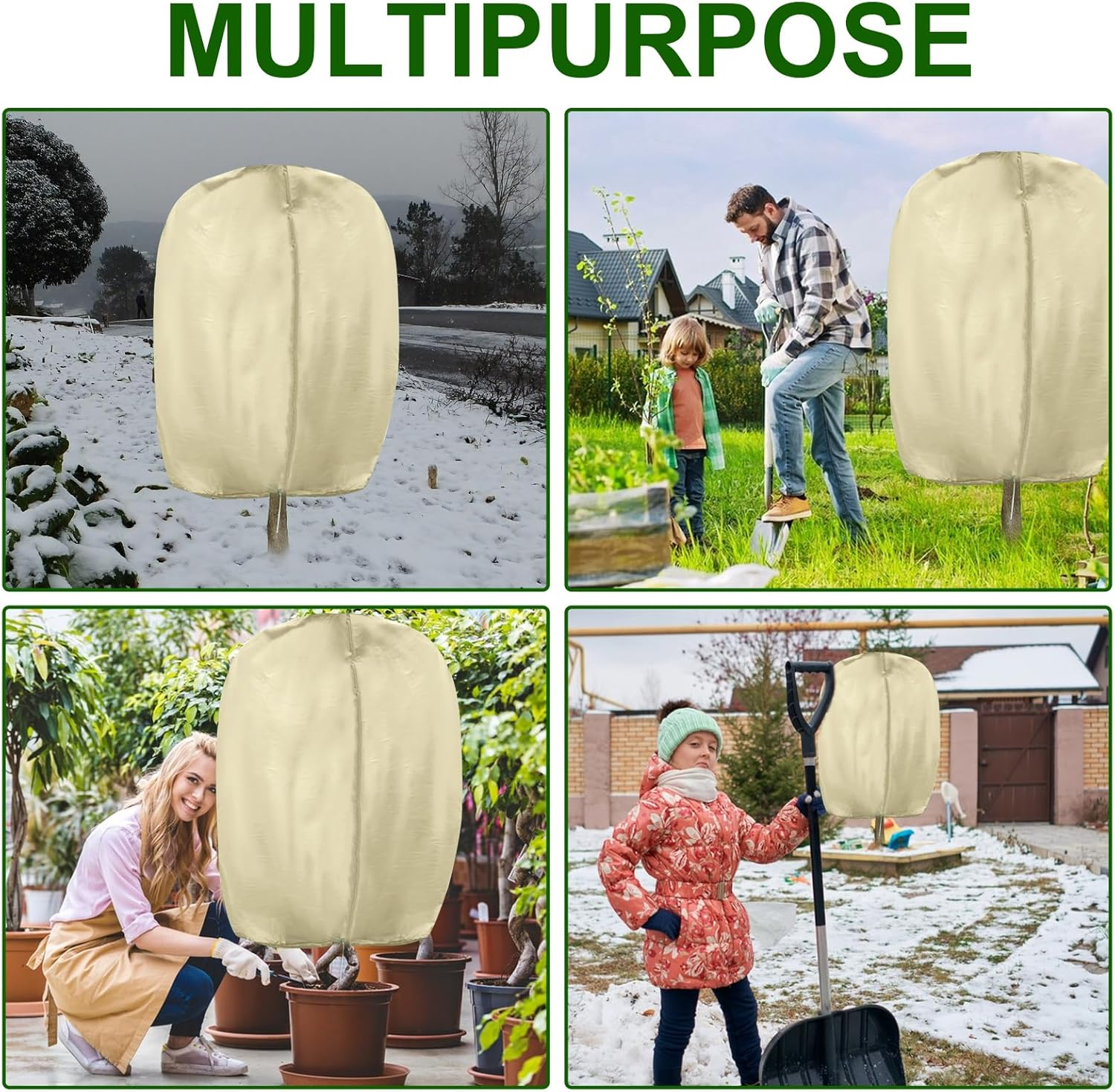 95" X 80" Plant Covers Freeze Protection, Huge Winter Tree Covers with Zipper Drawstring Thickened Frost Blanket Cloth outside Plants Wrap Bag Garden Covers for Potted Plants Shrubs Flower Fruit Tree image number 2