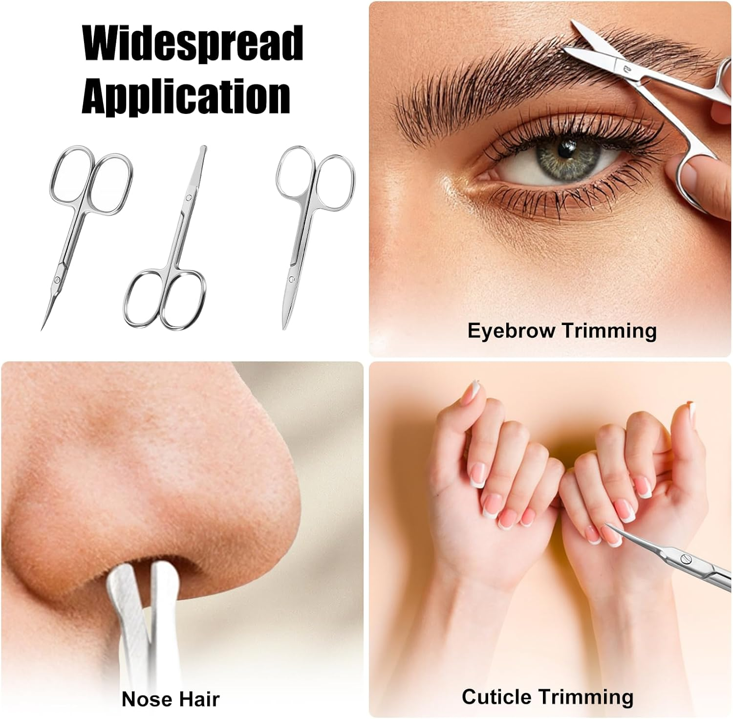 3 Pcs Manicure Scissors, Nail Scissors, Eyebrow Scissors Cuticle Stainless Steel Clippers Sharp Tip Nail Art Grooming Tools, Portable Beauty Nose Hair Cuticle Clippers image number 6