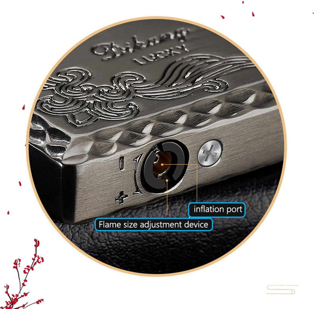 2 Pack Pocket Lighters, Refillable Adjustable Flame, Classic 3D Engraving Pattern Torch Lighters (Butane Not Included) (2 Pack Bronze) image number 1