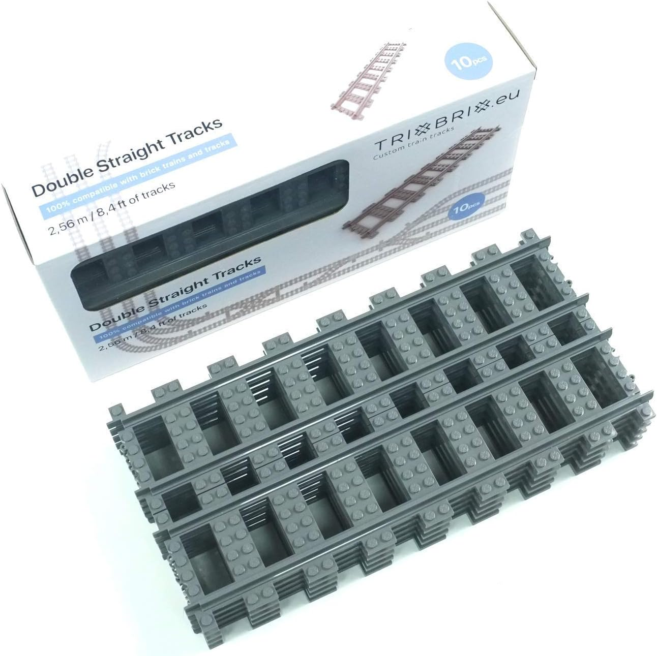 Trixbrix.Eu Half-Length Straight Track Set - 10 Pcs HO Scale Compatible with  City Train Sets image number 6