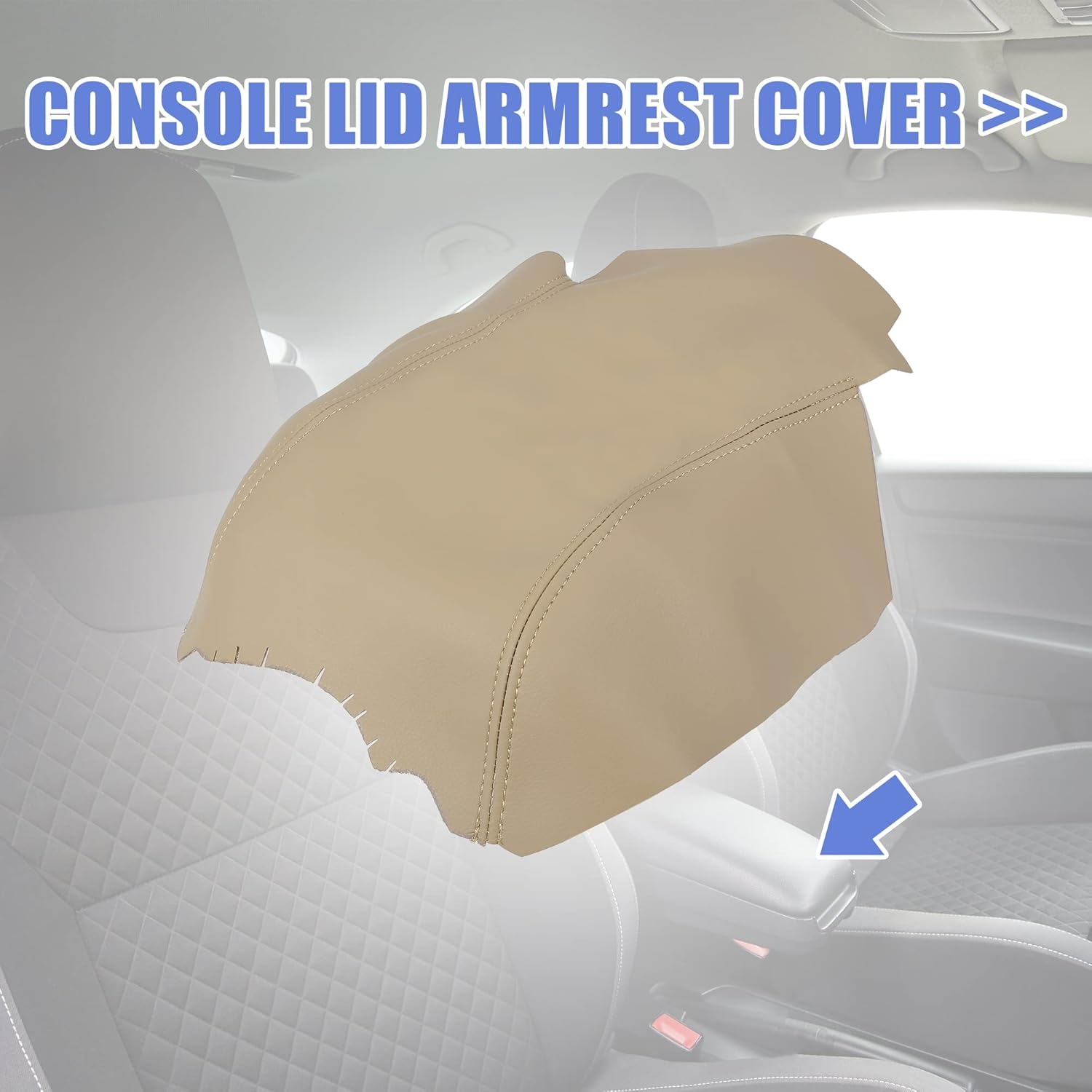 X AUTOHAUX Car Center Console Lid Armrest Seat Box Cover Protector Replacement Microfiber Leather for Land Rover for Range Rover Sport 2006-2013 Beige Leather image number 2