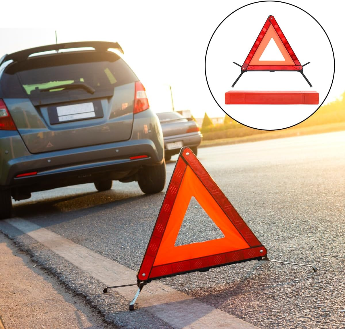 Safety Triangle, Foldable Reflective Warning Frame Triangle, Car Road Reflective Kit (43 X 39Cm) image number 3
