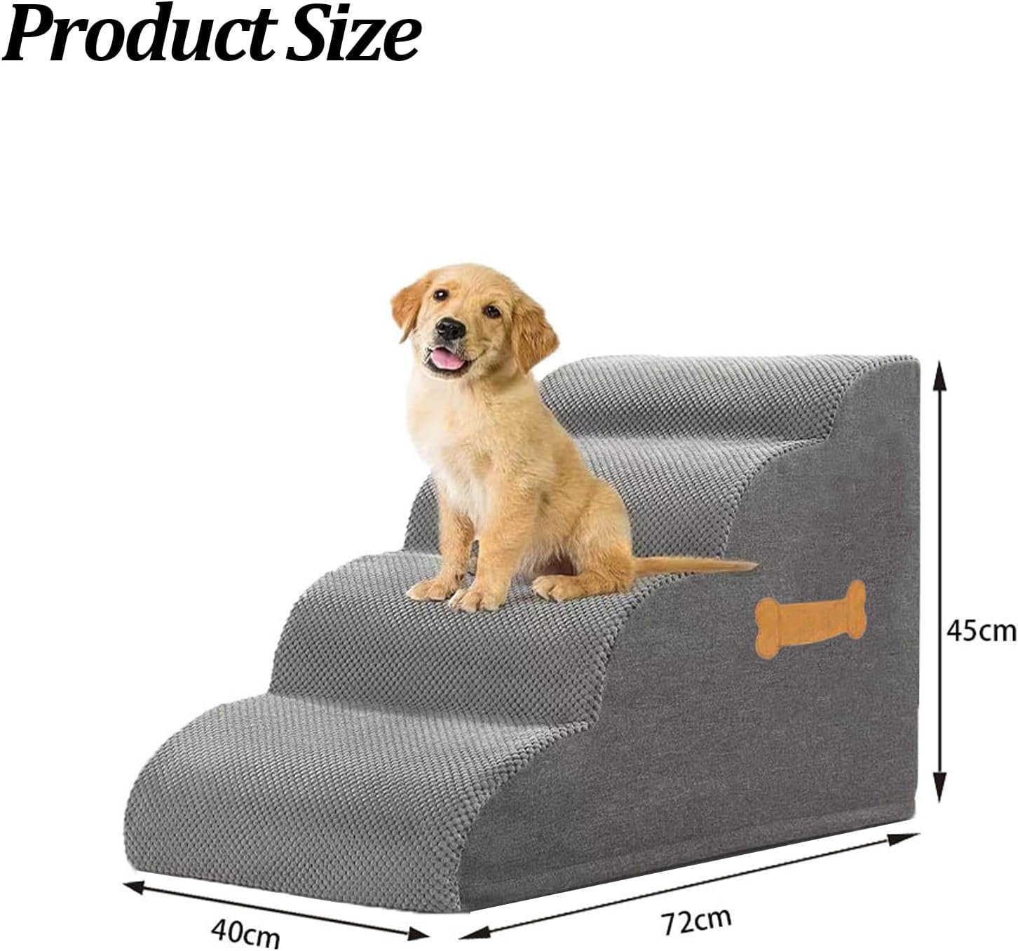 4-Tiers Dog Stairs, Dog Steps Ramp for High Bed and Couch, Durable Non-Slip Waterproof Fabric Cover Pet Stairs for Small Dogs and Cats, Grey 72 * 40 * 45Cm image number 3