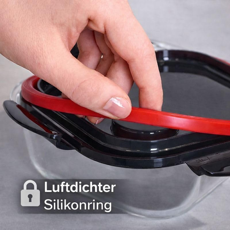 LOCK & LOCK Glass Food Storage Container Microwavable &ndash; Oven Glass &ndash; Casserole Dish Square with Lid for Oven, Microwave & Freezing, 2 Litres image number 3