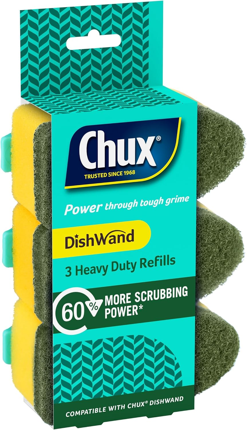 Chux Heavy Duty Dishwand Sponge Scourer Refills (Pack of 3) image number 4
